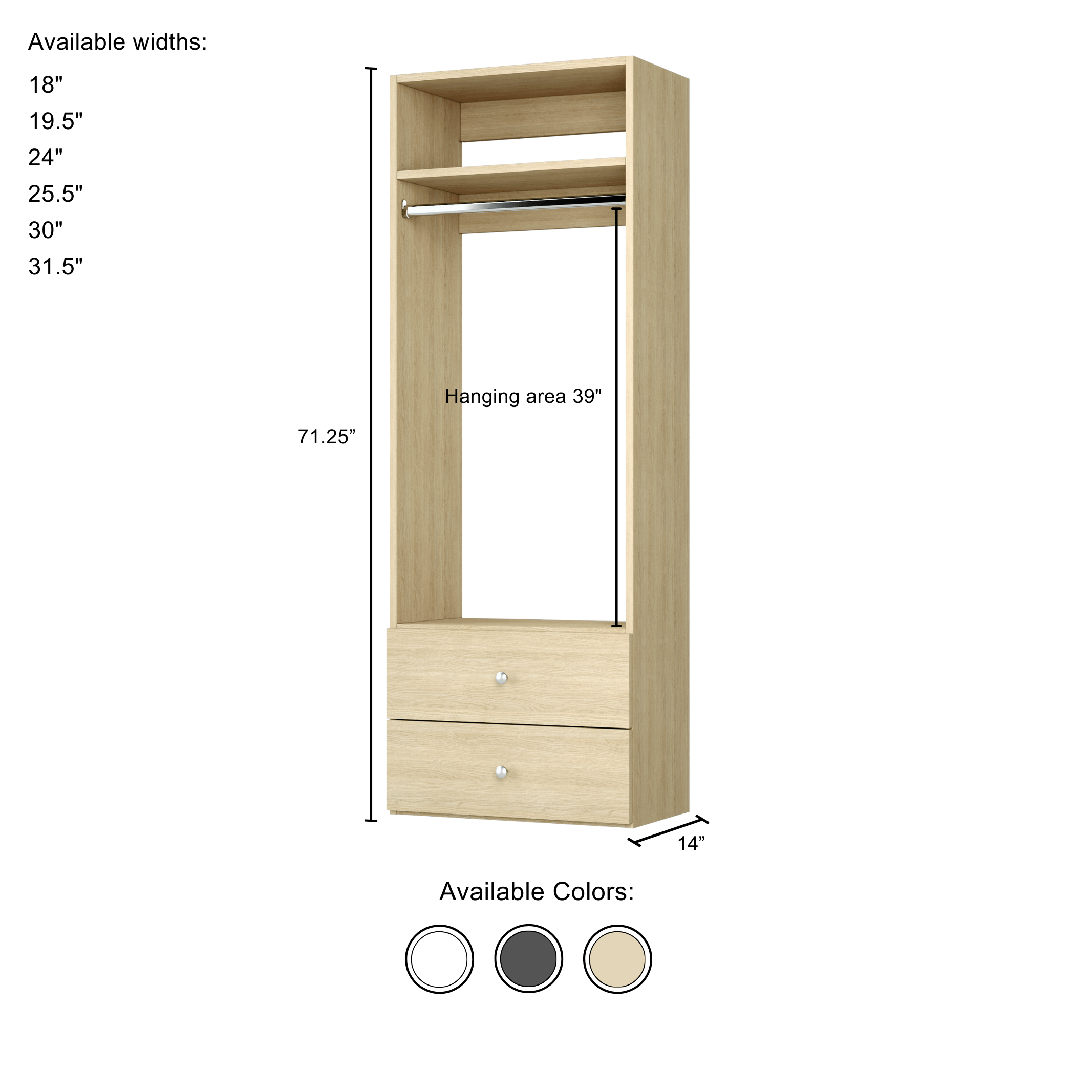 Vista Hanging Tower with Drawers - Space Saving Wall Organizer for Bedroom, Bathroom & Closet Storage - Perfect for Small Spaces & Home Organization