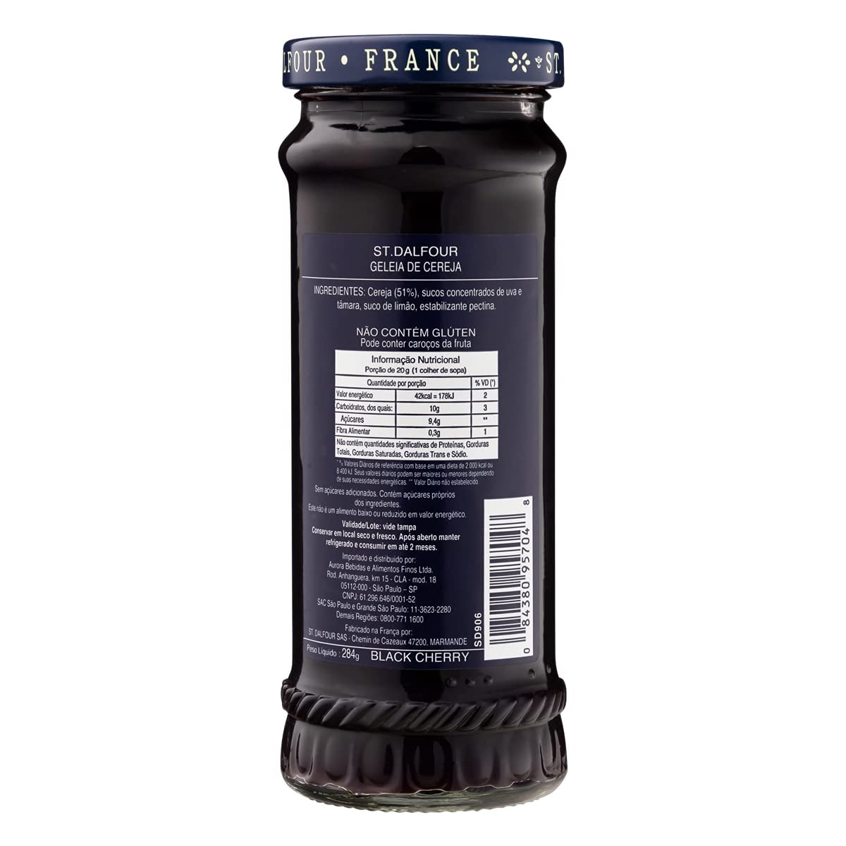 St Dalfour Black Cherry Fruit Spread 284g (10oz) - All Natural, No Added Sugar, Perfect for Toast, Yogurt & Desserts