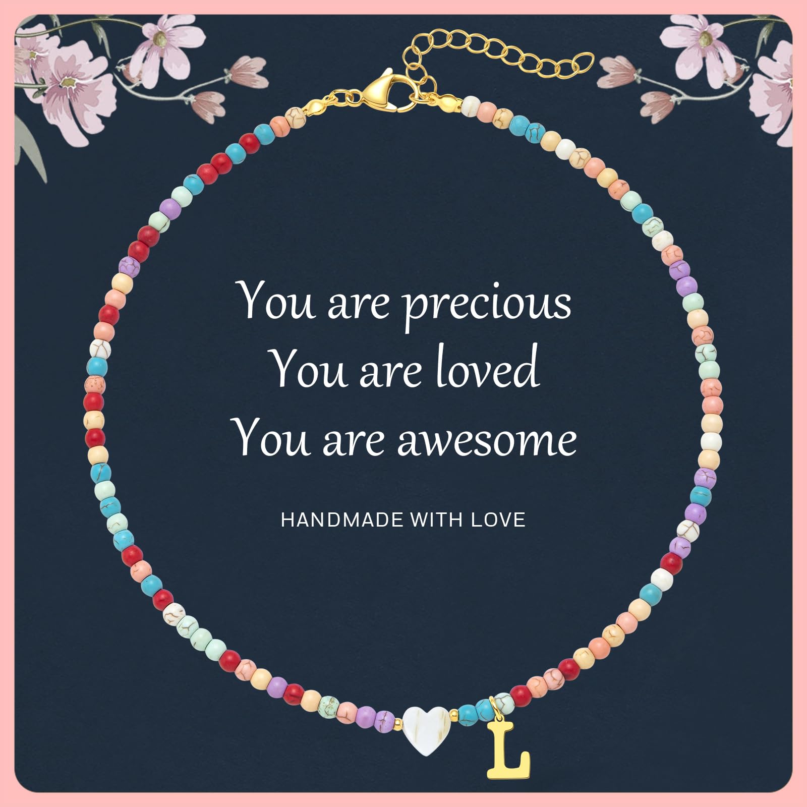 Initial Necklace for Women - Colorful Beaded Bohemian Letter Choker Jewelry, Personalized Name Necklace for Birthday Gifts | Perfect for Everyday Wear, Boho Outfits & Special Occasions