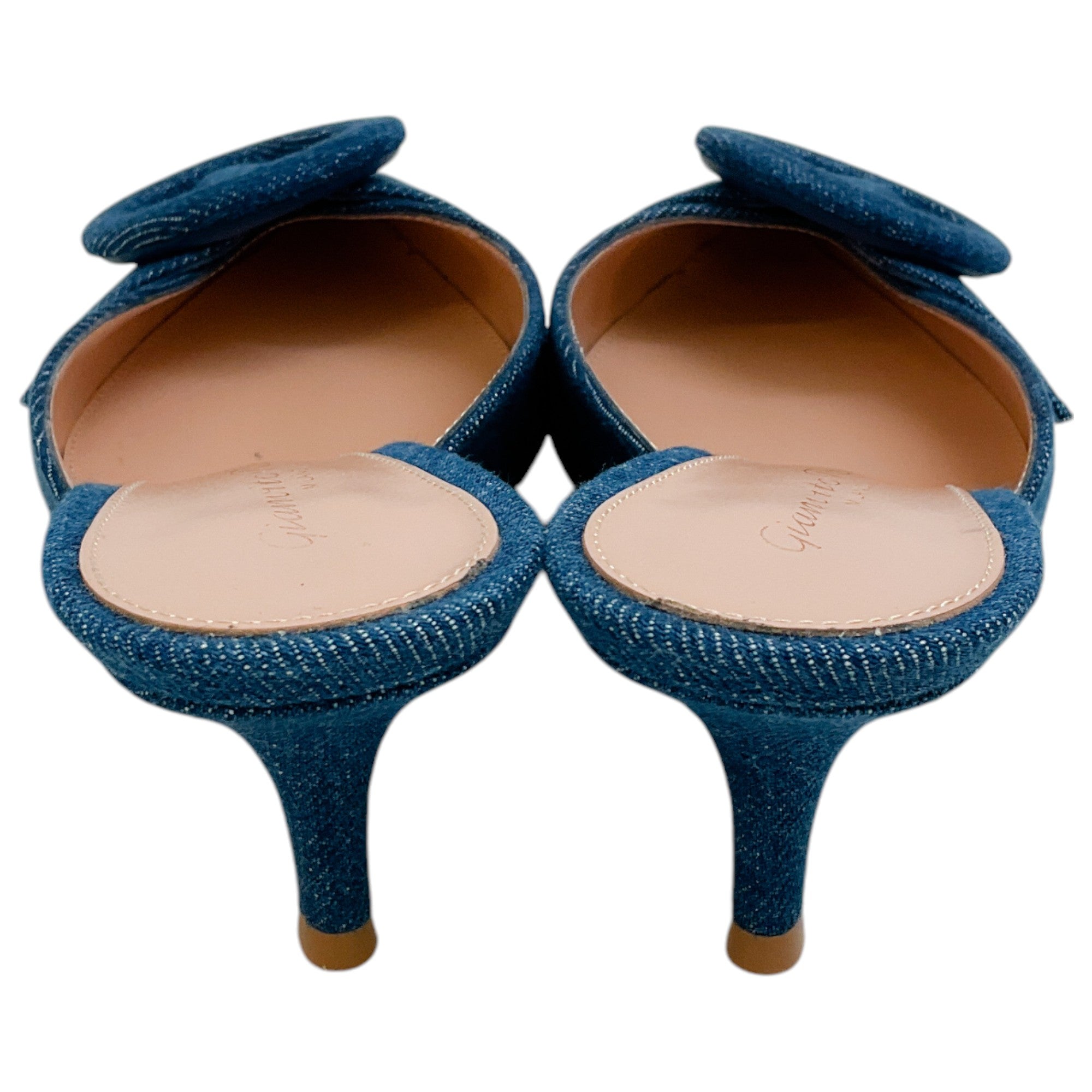 Gianvito Rossi Women's Portofino 55 Mules - Mid Blue Denim Slip-On Shoes for Casual Outings & Summer Wear