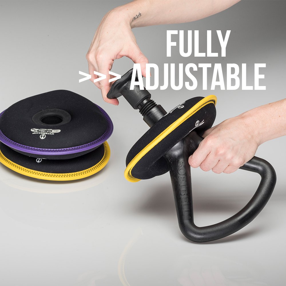 Hyperwear SoftBell Adjustable Kettlebell Set - Soft Vinyl-Coated Weight Plates with Rubber Base for Home Gym - Compatible with SoftBell Barbell & Dumbbell - Perfect for Strength Training, HIIT Workouts & CrossFit