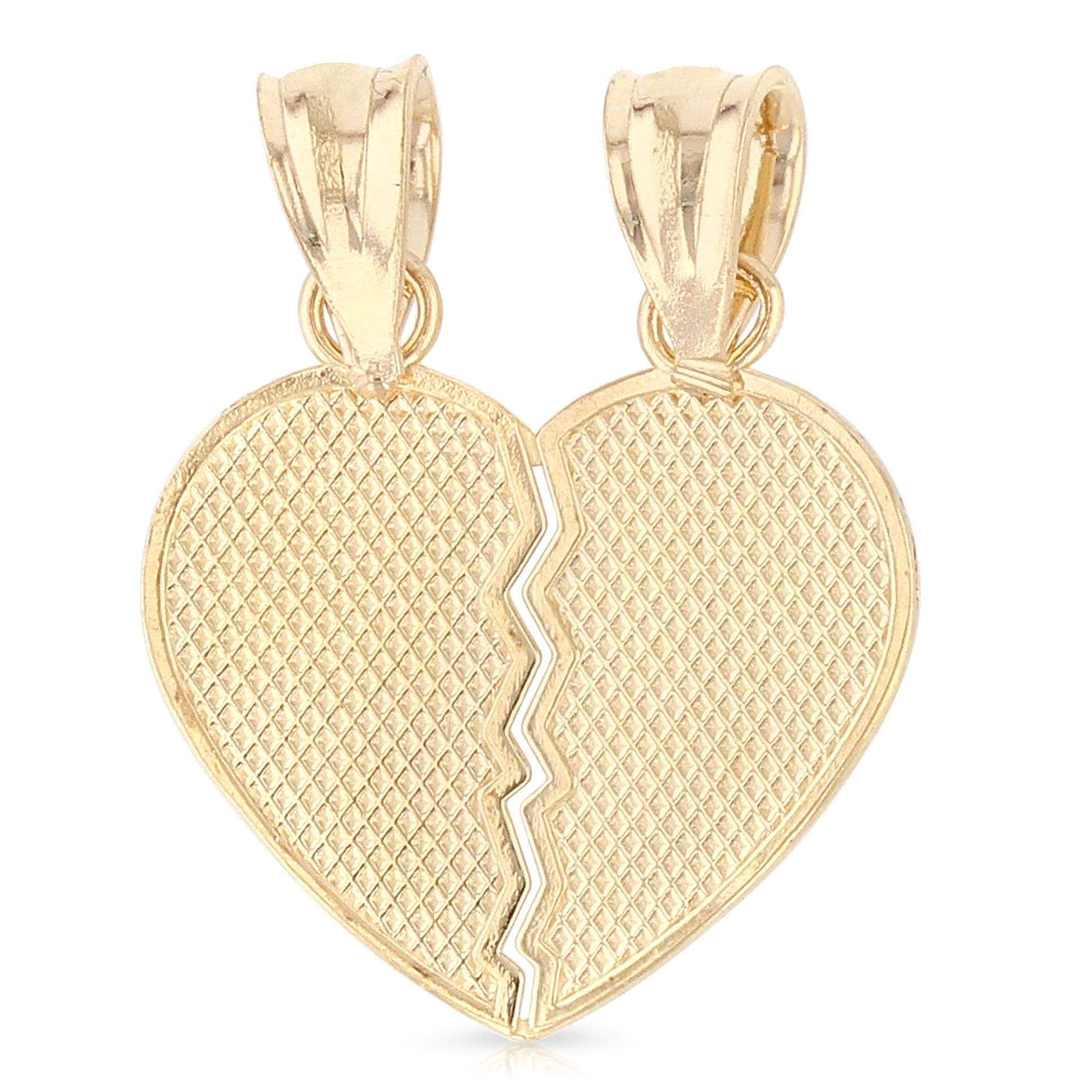 14K Yellow Gold Big Sister & Little Sister Heart Charm Pendant Set - Matching Necklace for Sisters, Best Gifts for Birthdays, Anniversaries, or Valentine's Day
