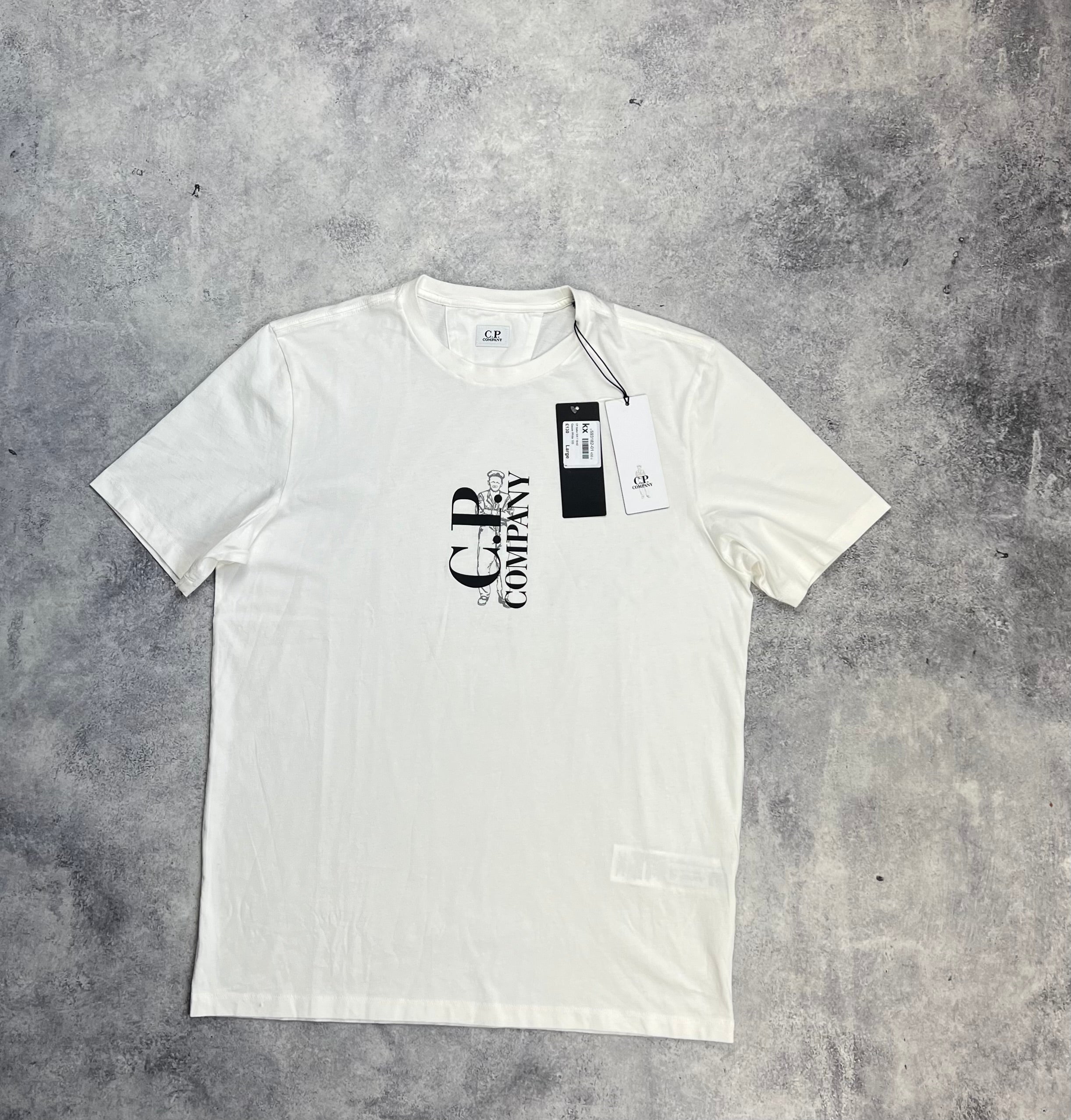 CP Company British Sailor White T-Shirt - Classic Cotton Crewneck Tee for Men | Casual Wear, Street Style & Everyday Outfits