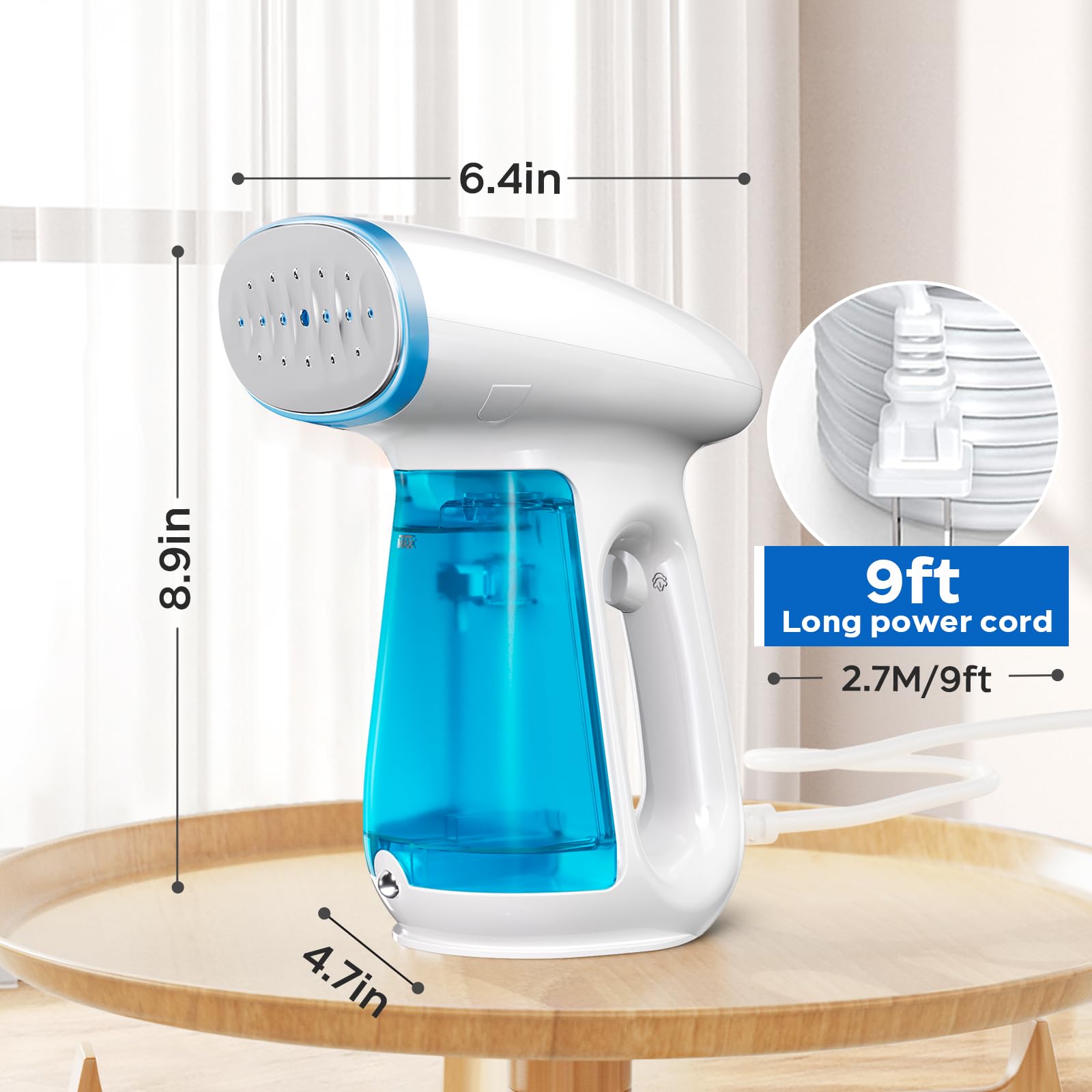 1300W Powerful Handheld Clothes Steamer - Fast Heating Garment Steamer with 230ml Large Water Tank, Auto Shut-Off & Brush Attachment - Perfect for Wrinkle Removal at Home, Travel, Office & Wedding Dress Care