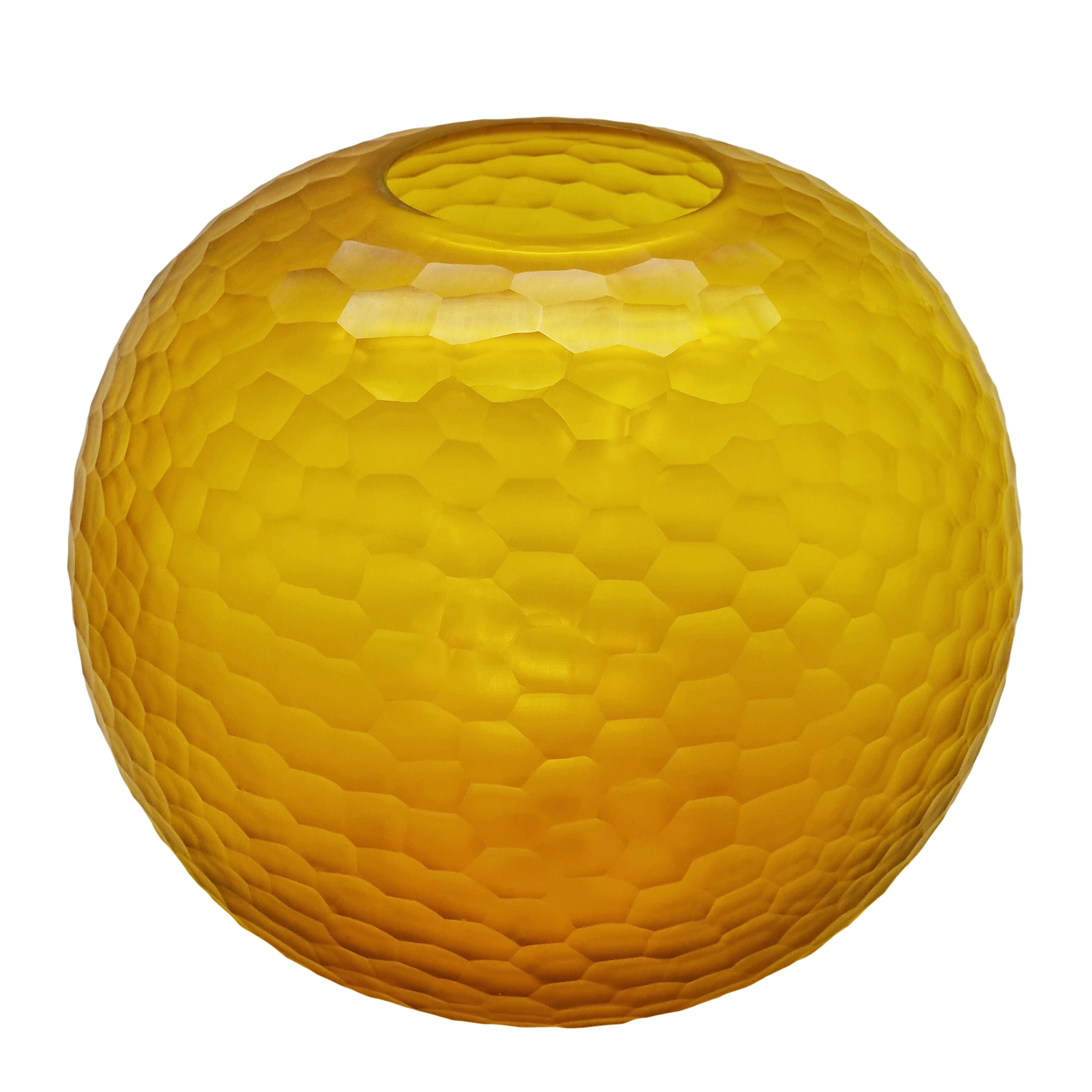 Victoria Round Glass Vase 34x29.5cm Amber - Elegant Home Decor for Centerpieces, Wedding Flowers, and Living Room Table Decor