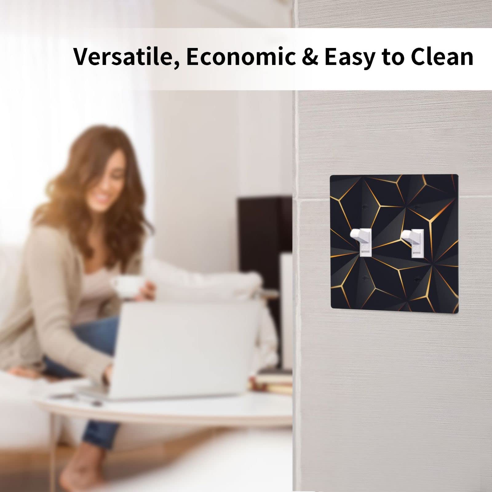 Modern Abstract Diamond Pattern Light Switch Cover - Double Toggle 2 Gang Wall Plate (4.50