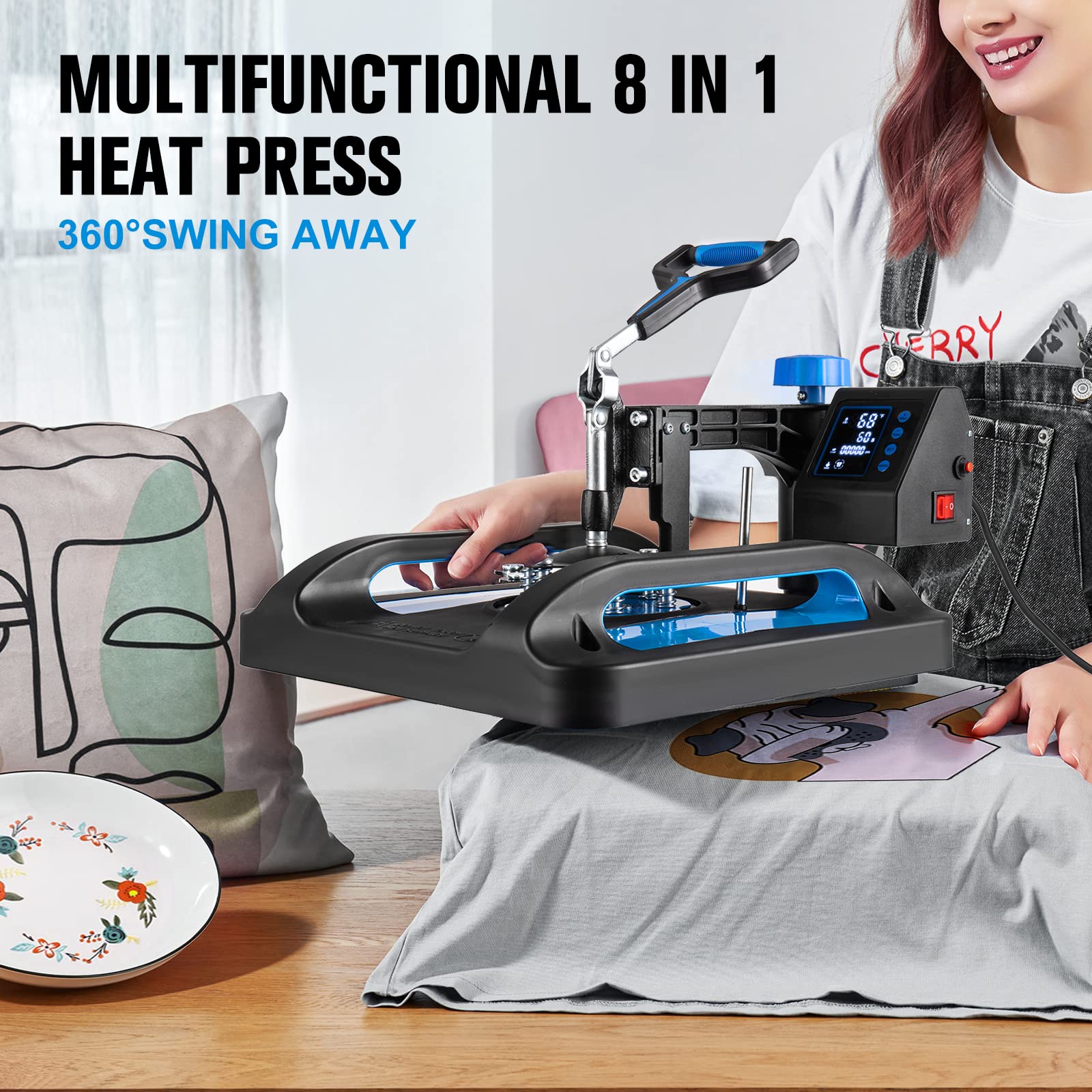 5-in-1 Heat Press Machine 15x12 Inch with 30oz Tumbler Press - Swing Away T-Shirt Press & Sublimation Combo for T-Shirts, Tumblers, Hats & Caps | Perfect for DIY Crafts, Custom Apparel & Small Business Printing