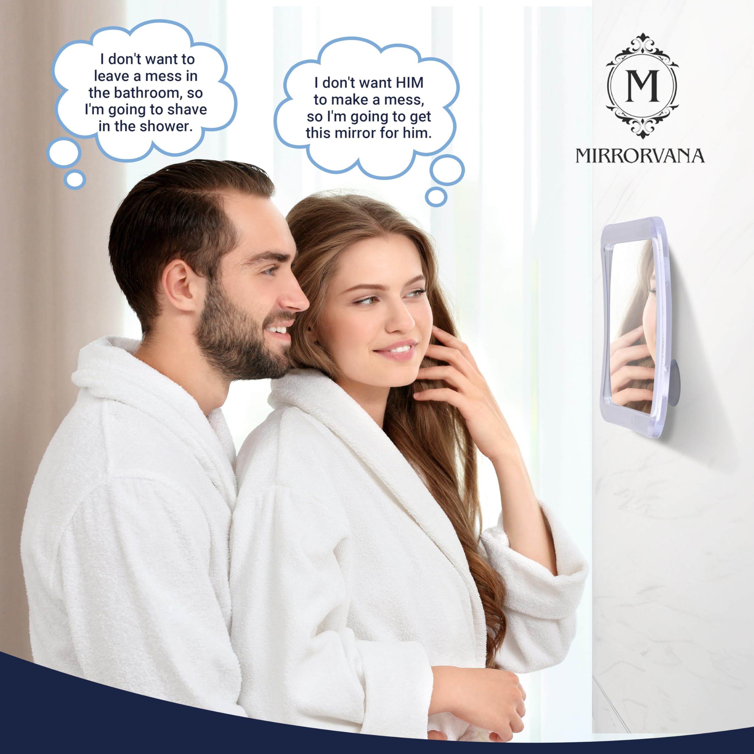 Fogless Shower Mirror for Men - Anti-Fog Shaving Mirror with Triple Suction Cups, Shatterproof Bathroom Mirror (5.3