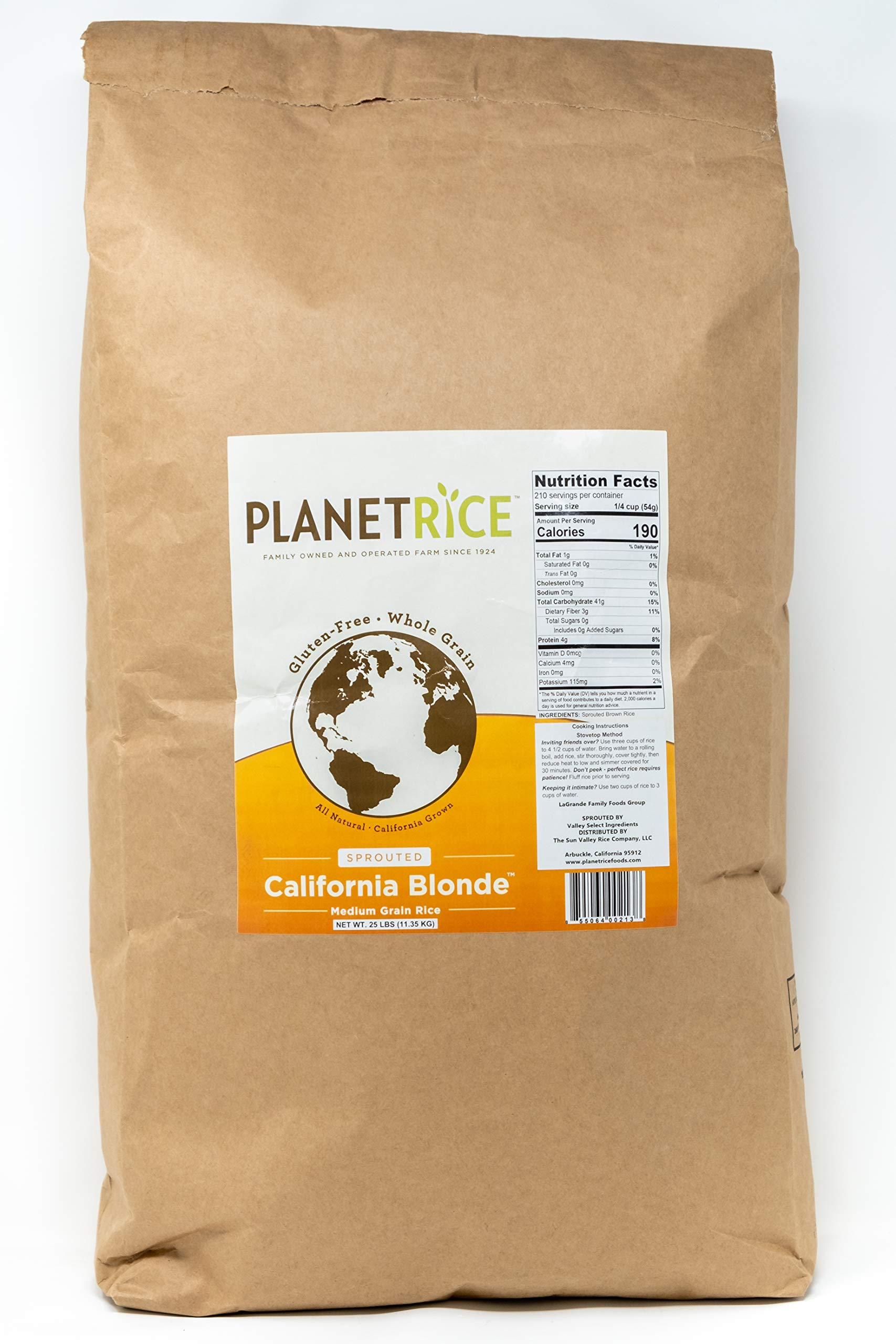 Organic Sprouted Blonde GABA Rice - 25 lbs Bulk | Gluten-Free, Vegan, Paleo-Friendly | High Fiber (64% More) | Soft & Chewy Texture | Perfect for Meal Prep, Healthy Cooking & Wholesale Bulk Purchases