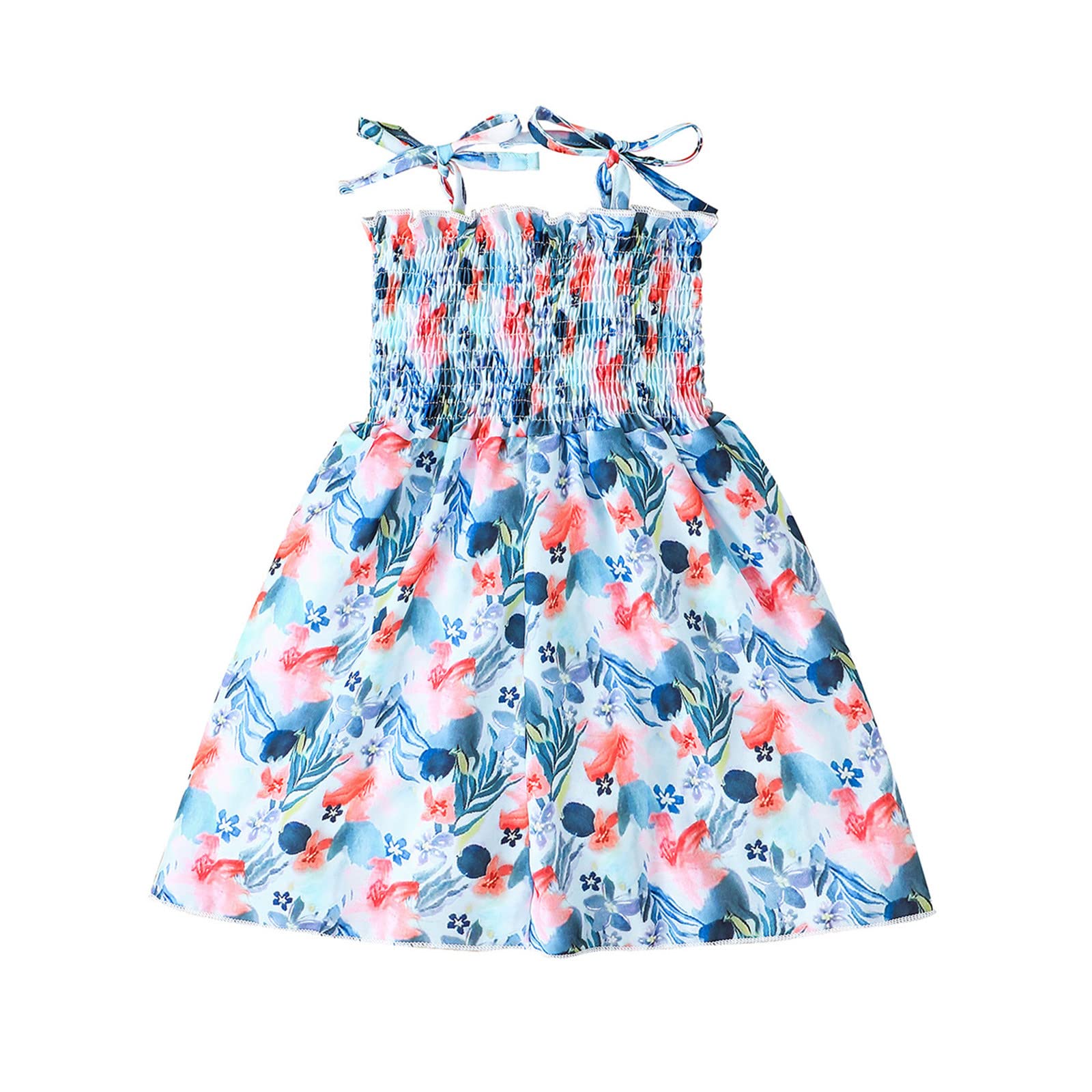 Toddler Girls Sleeveless Floral Princess Beach Dress - Summer Casual Wear for Kids, Perfect for Beach Outings, Birthday Parties & Family Vacations