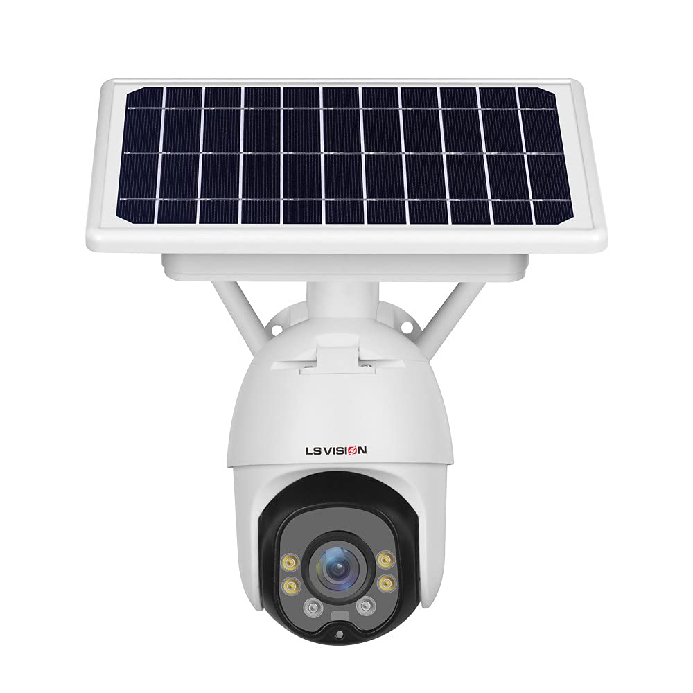 Rechargeable Solar Powered Security Camera - Wireless Outdoor PTZ Camera with Night Vision, Tuya Cloud & App Control, Waterproof for Home, Mailbox & Door Surveillance
