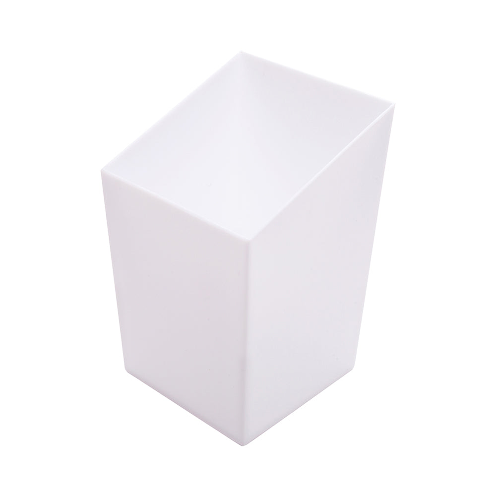 100 Pack 3 oz Square White Plastic Incline Cups with 100 Silver Mini Forks - Perfect for Party Desserts, Cocktail Appetizers & Wedding Receptions