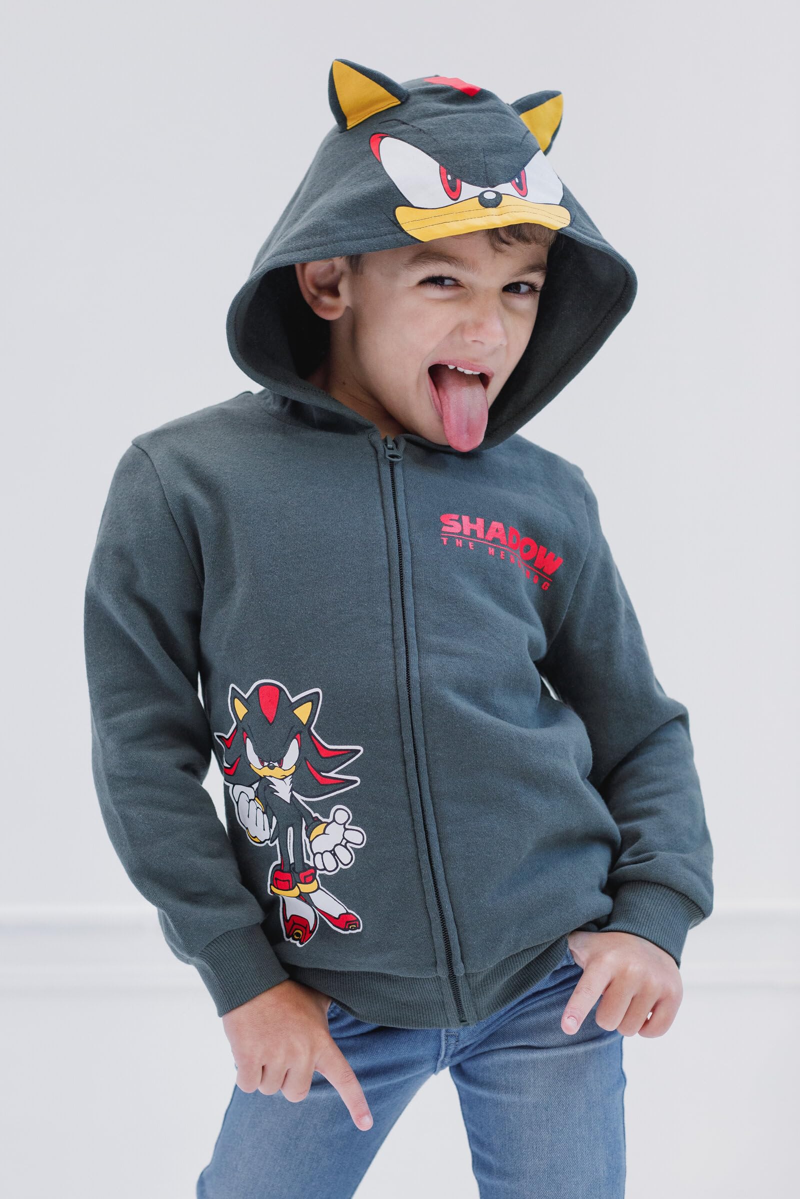 SEGA Sonic the Hedgehog Shadow & Knuckles Fleece Zip-Up Hoodie for Kids - Warm & Cozy Pullover for Toddlers to Big Kids - Perfect for Playdates, School & Outdoor Adventures