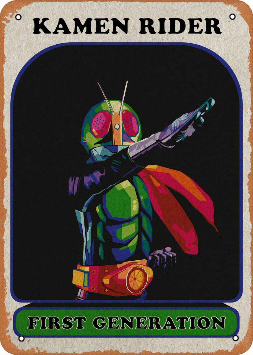 Vintage Kamen Rider The First Metal Wall Sign - 8x12 Inch Retro Tin Poster for Anime & Manga Fans - Perfect for Home Bar, Man Cave, Game Room Decor