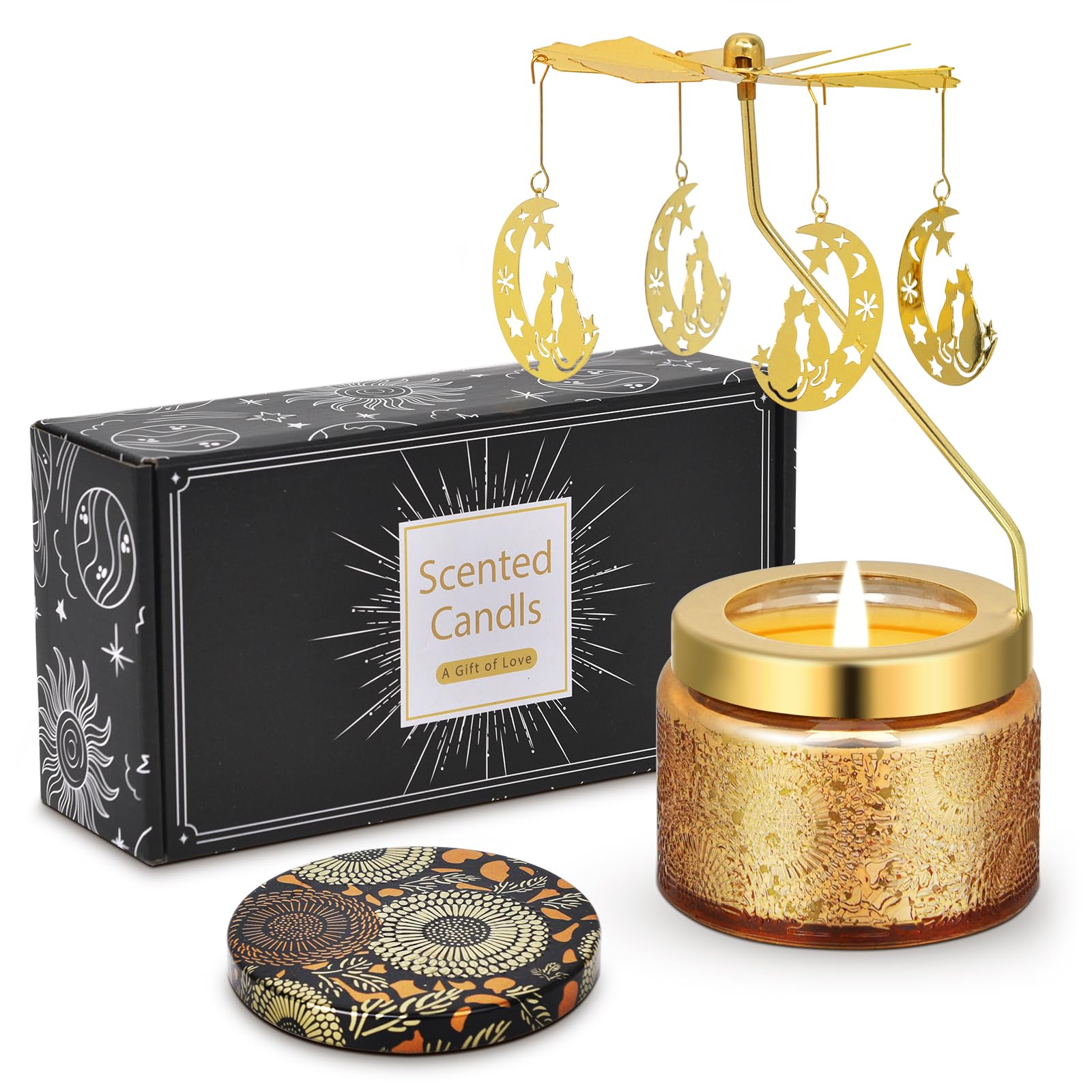 Rotating Scented Cat Candles Gift Set - Perfect for Birthdays, Christmas, Thanksgiving Gifts - Ideal Present for Mom, Sister, Girlfriend, Friends & Colleagues - Home Decor & Aromatherapy for Relaxation