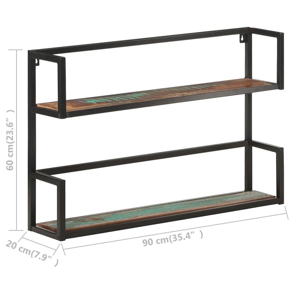35.4x7.9x23.6 Inch Solid Reclaimed Wood Floating Shelves - Wall Mounted Display Shelf & Book Storage for Living Room, Bedroom, Office | Rustic Wall Shelving for Home Decor & Organization