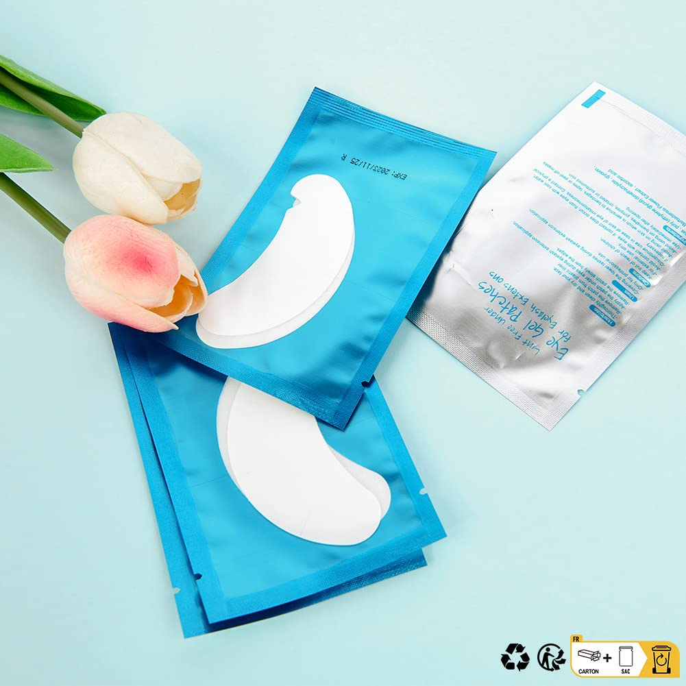 50 Pairs Blue Eyelash Extension Under Eye Gel Pads - Lint Free Lash Patches for Professional Salon & DIY Use - Perfect for Eyelash Extensions, Lash Lifts & Tinting
