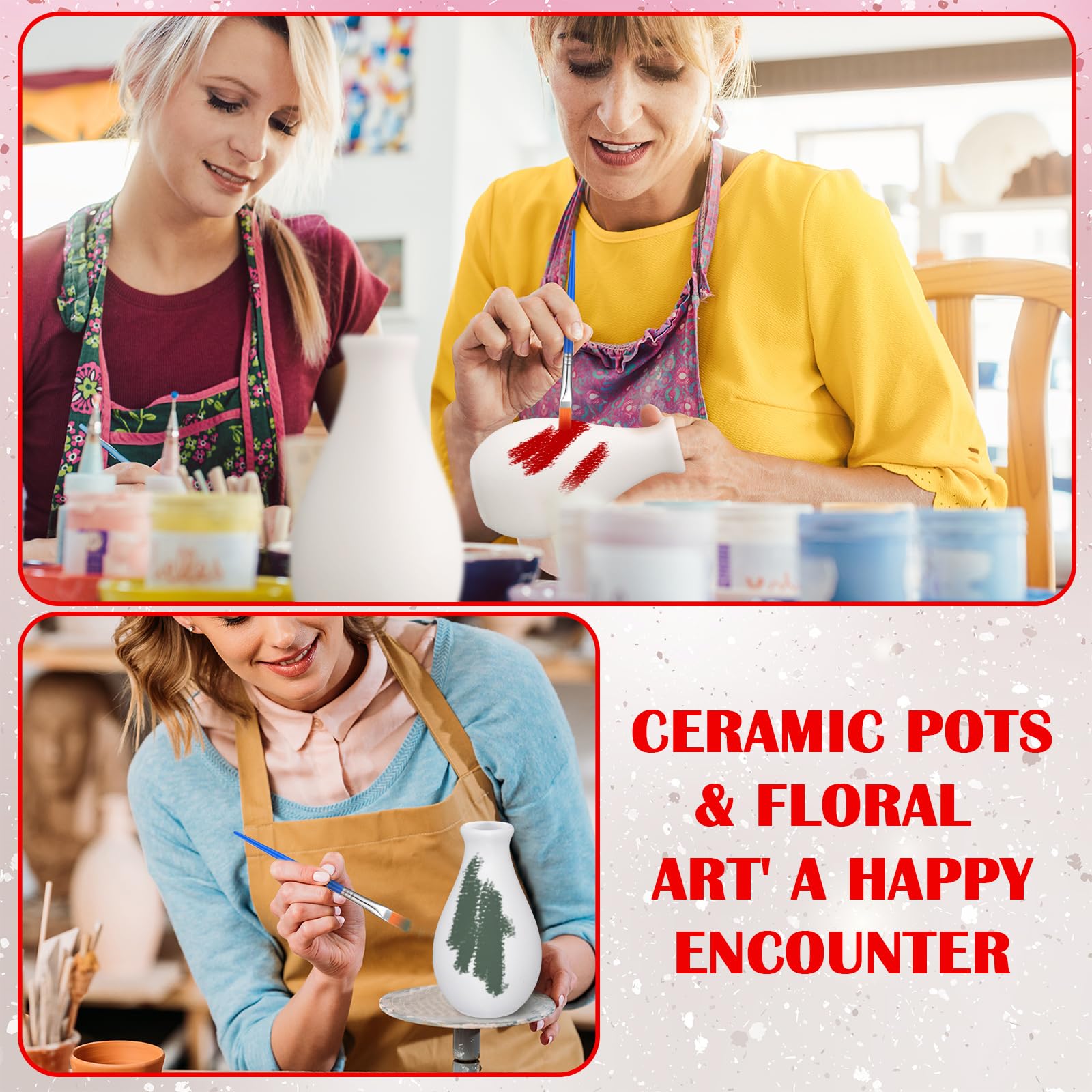 Singhoow 6-Piece DIY Porcelain Vase Painting Kit - White Ceramic Vases with Art Supplies for Adults, Valentine's Day Decor & Home Crafting Projects | Perfect for Relaxation, Gift Giving & Creative Decor