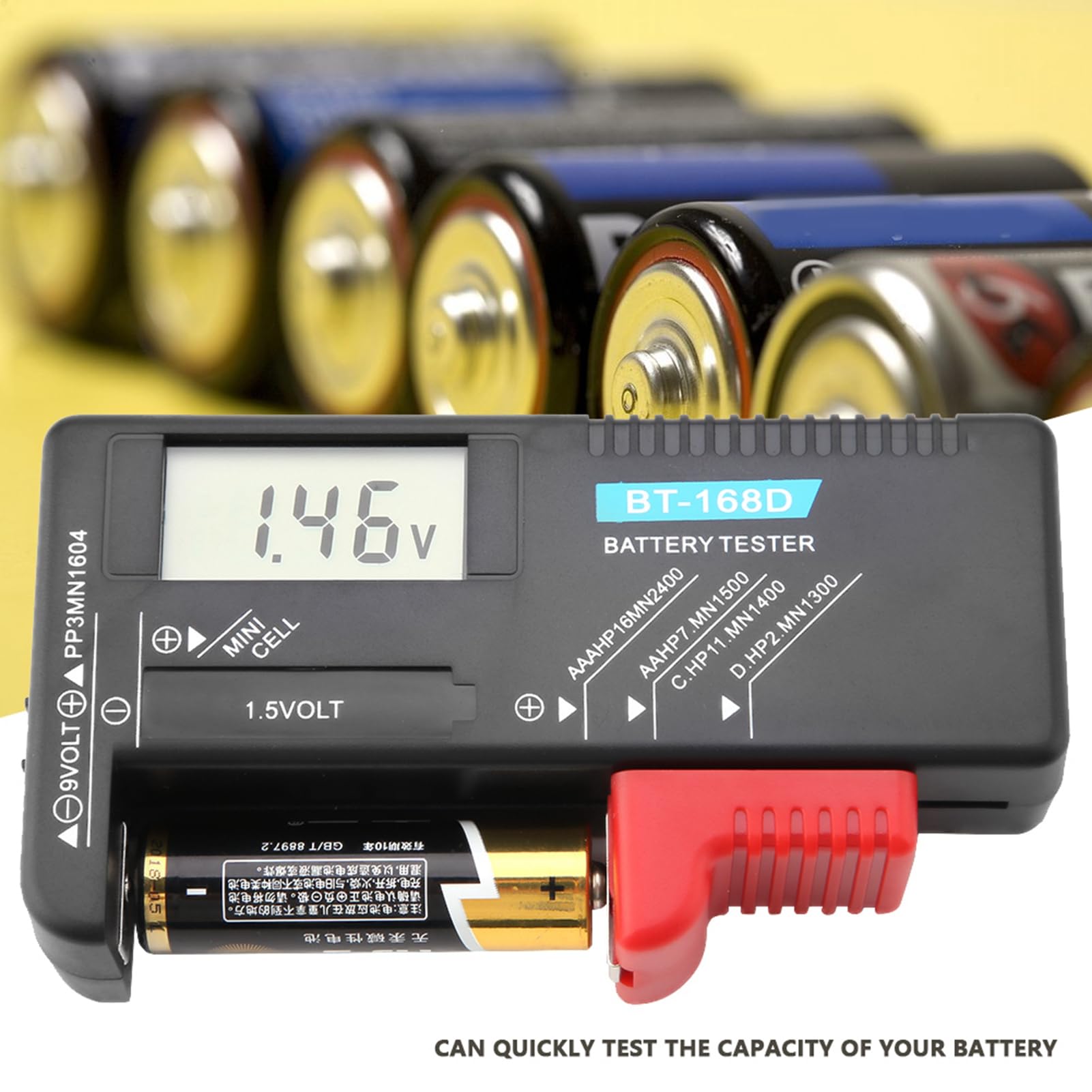2Pcs Universal Digital Battery Tester BT-168D - AA AAA C D 9V 1.5V Button Cell Battery Voltage Checker & Detector for Home, Office, and Emergency Kits