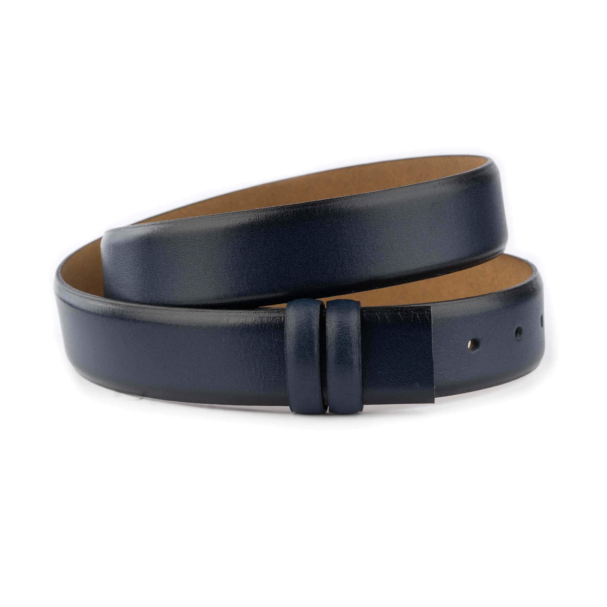Genuine Leather Navy Blue Replacement Belt Strap for Ferragamo Buckles - Classic Dress Belt for Men & Women, Perfect for Office, Formal Events & Everyday Wear