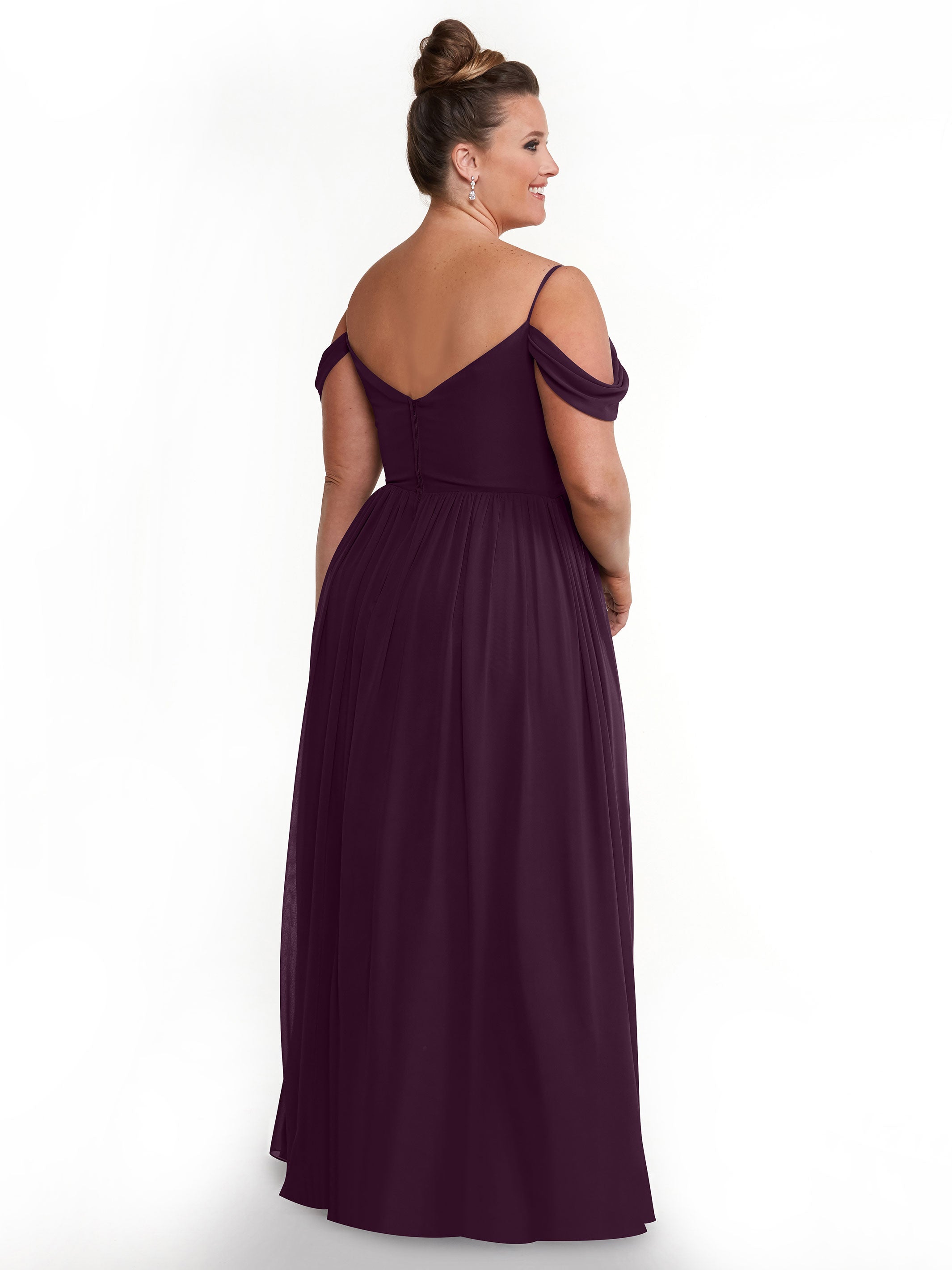 Elegant Off-the-Shoulder Chiffon Bridesmaid Dress with Spaghetti Straps - Perfect for Weddings, Formal Events & Special Occasions