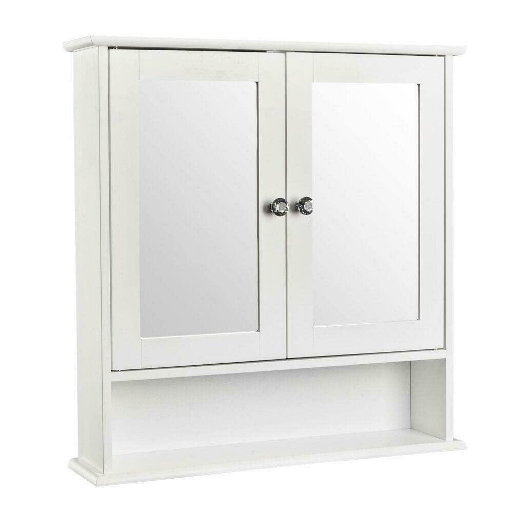 ADHW Bathroom Wall Cabinet with Mirrored Door - Adjustable Shelf Medicine Storage Organizer for Bathroom, Vanity & Makeup Area - Space Saving Wall Mounted Bathroom Storage Solution