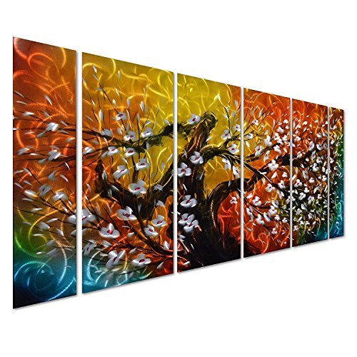 Handmade 3D Metal Wall Art - Silver Tree of Life Abstract Wall Decor for Modern & Contemporary Home - Minimalist 6-Panel Wall Sculpture (24x65 inches) - Perfect for Living Room, Bedroom, Office & Entryway Décor