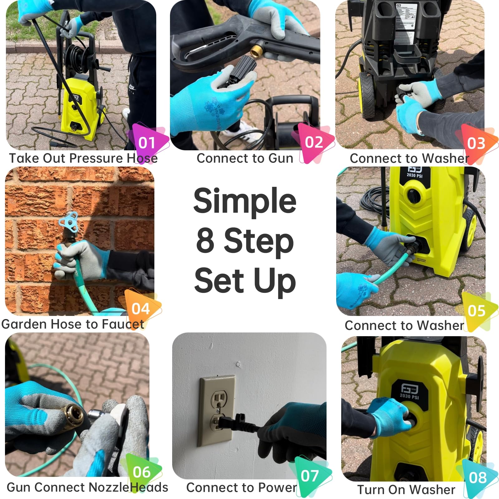 FGD3000 Electric Pressure Washer 2030PSI 1.76GPM 1800W High Power Washer - Portable Car Wash Machine with Spray Gun & Foam Cannon for Home, Driveway, Patio, and Vehicle Cleaning