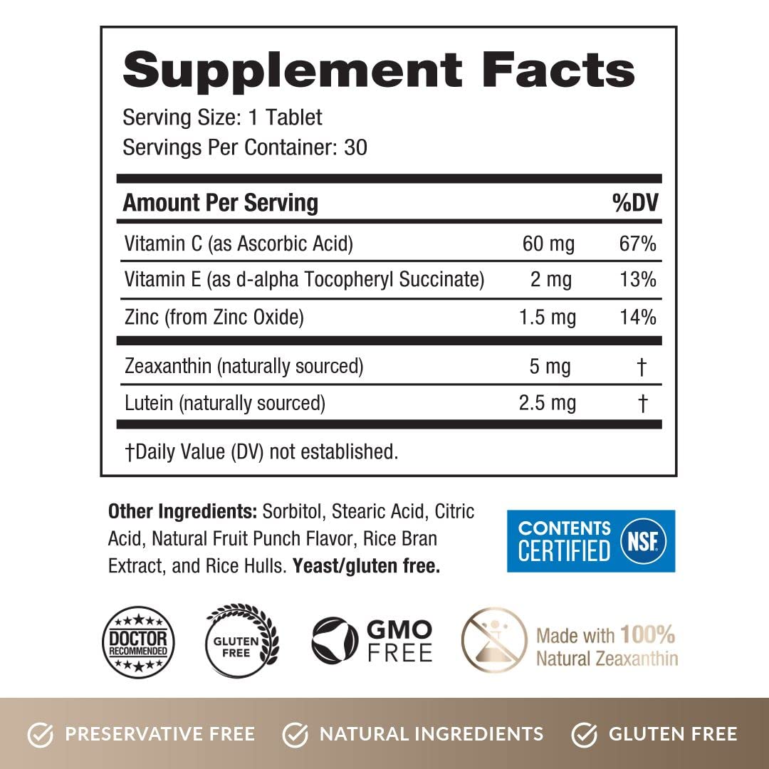 EyePromise Zeaxanthin & Lutein Chewable Eye Vitamins for Teens - Digital Screen Protection