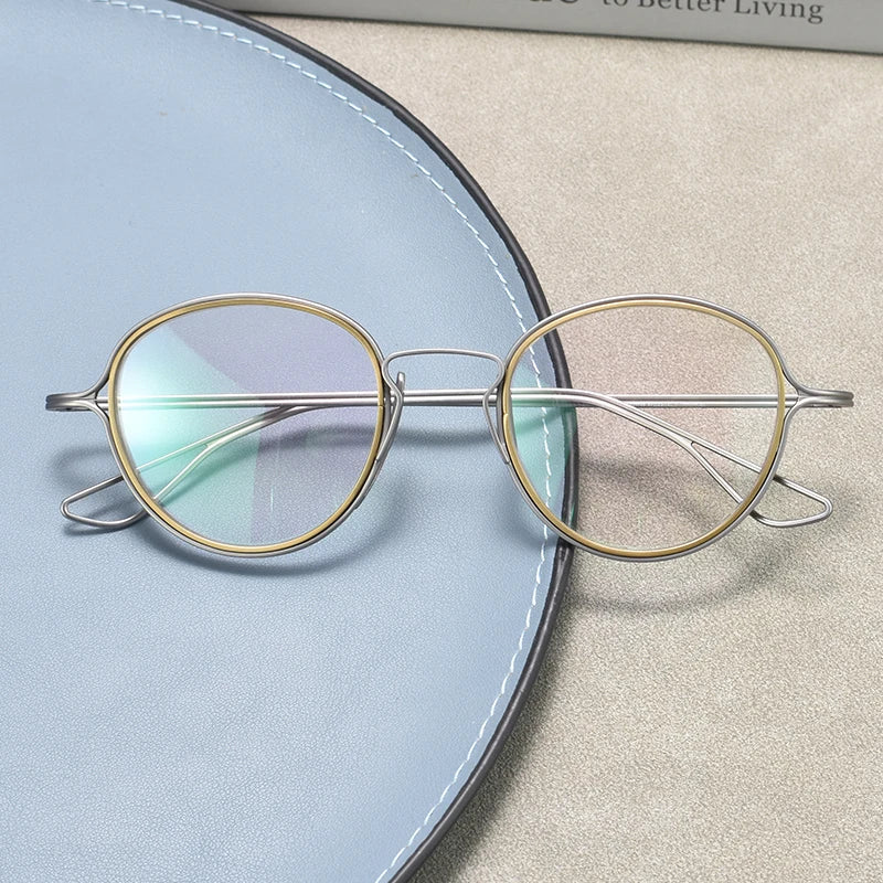 Stylish Black Unisex Titanium Round Eyeglasses D100 - Lightweight & Durable Full Rim Glasses for Men & Women - Perfect for Reading, Work, and Everyday Fashion