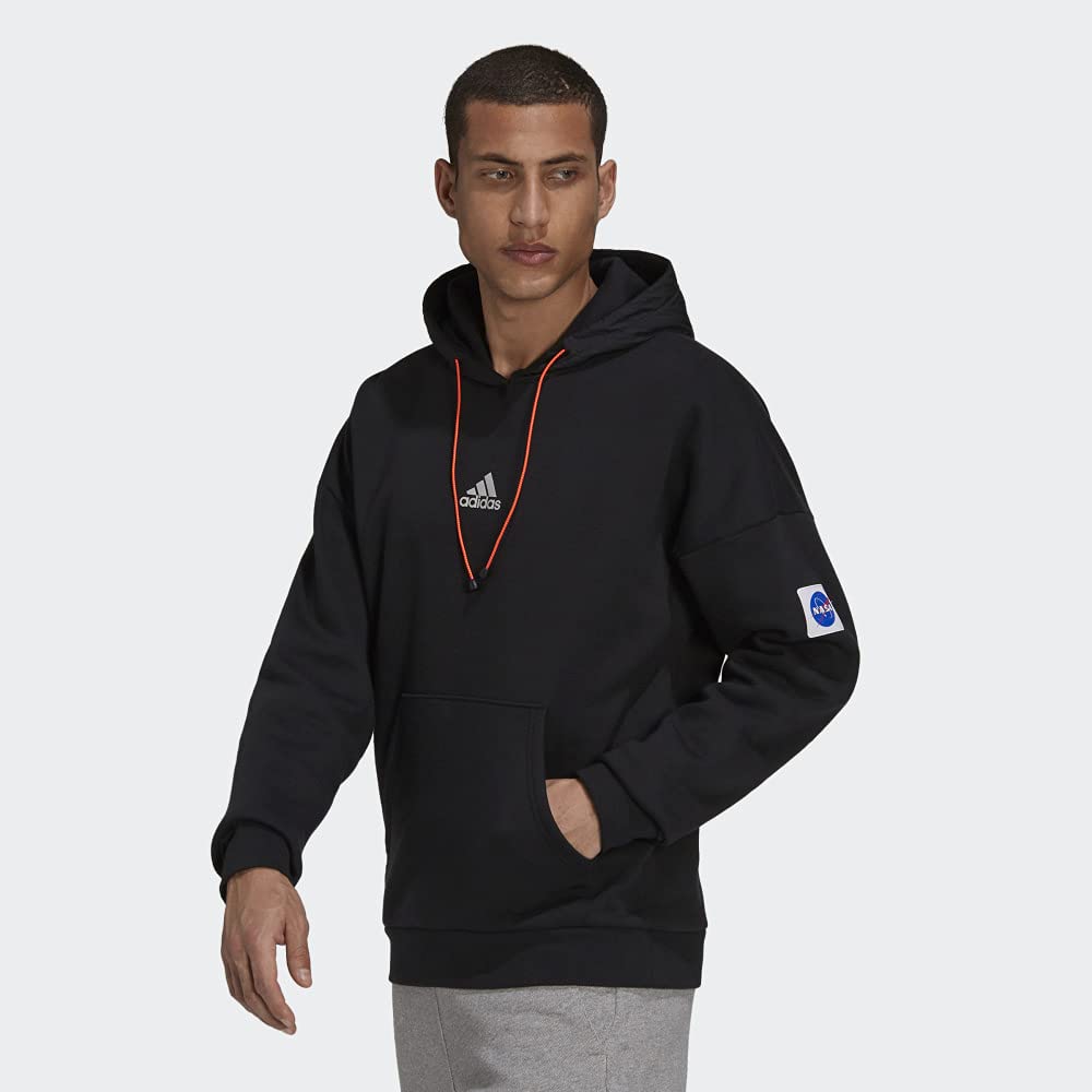 adidas Space Hoodie for Men - Comfortable XL Black Pullover Hooded Sweatshirt | Perfect for Gym, Running, Casual Wear & Outdoor Activities