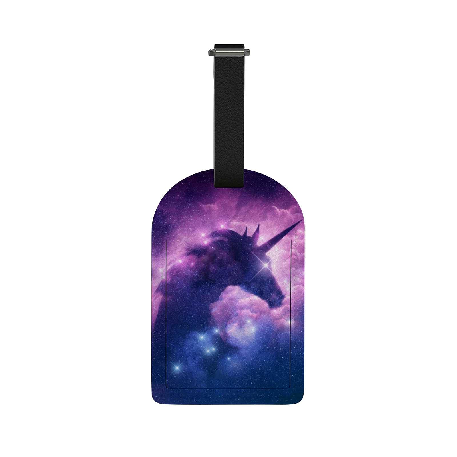 XOLLAR Galaxy Nebula Unicorn Luggage Tags - Personalized Name ID Labels for Suitcases, Travel Bags & Backpacks with Leather Privacy Cover (1 Pack) - Perfect for Air Travel, Cruise Vacations & Business Trips