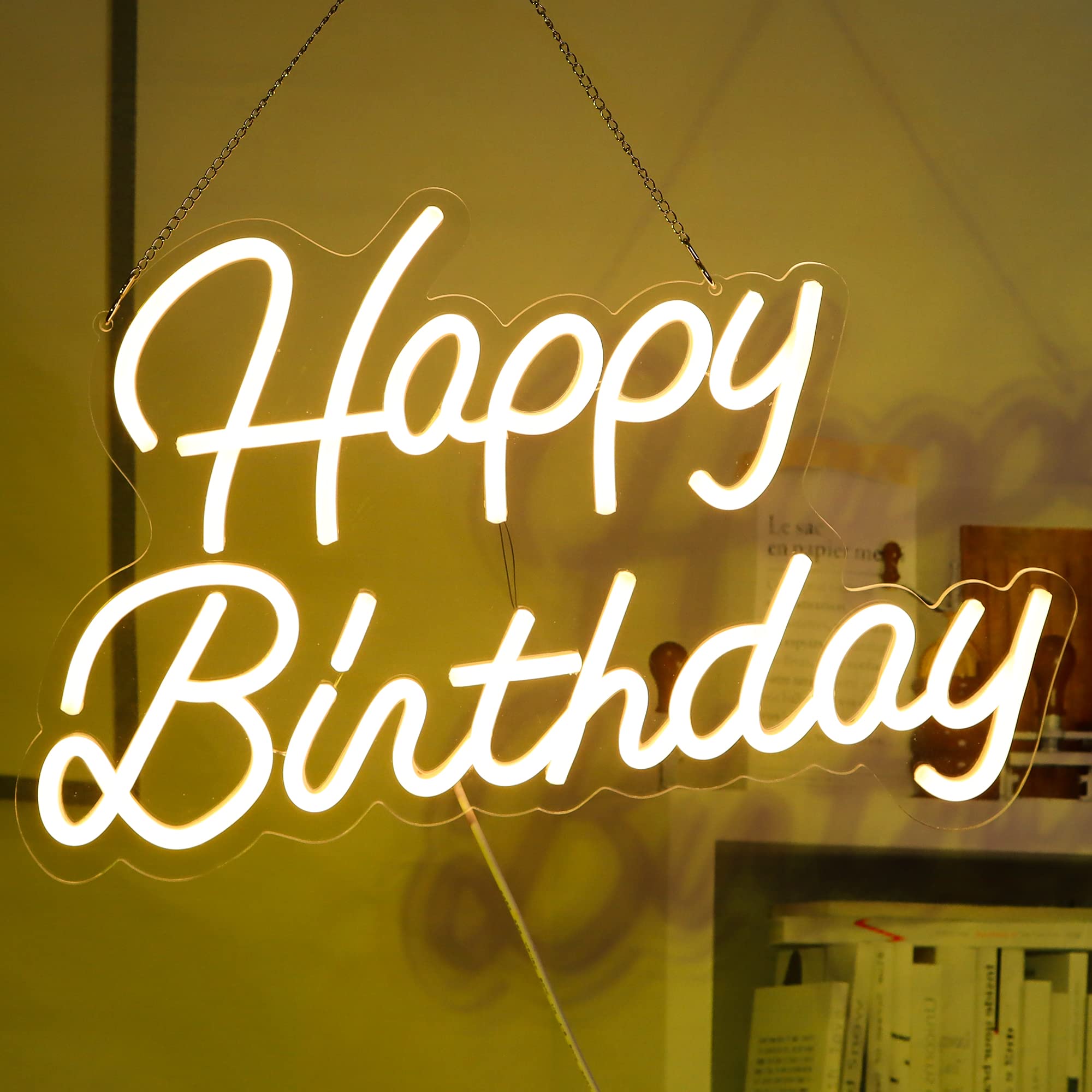 Happy Birthday LED Neon Sign - Dimmable Warm White Night Light for Bedroom, Bar, Wedding, Cafe, Christmas & Anniversary Decor | Perfect for Party Backdrops, Wall Decor & Special Events