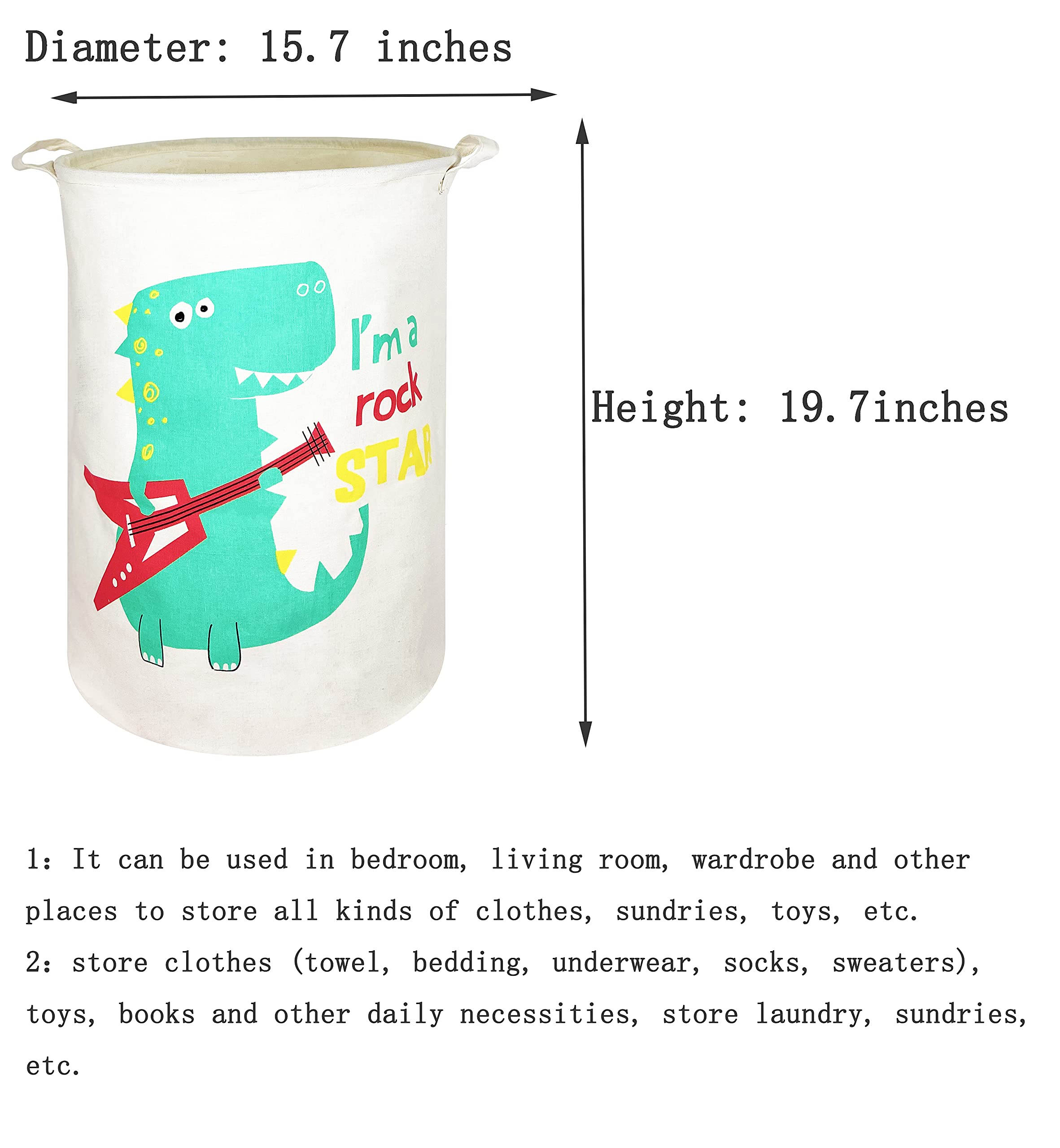 Foldable Laundry Basket - Large Waterproof Storage Bin for Home & Nursery (Dinosaur Print)