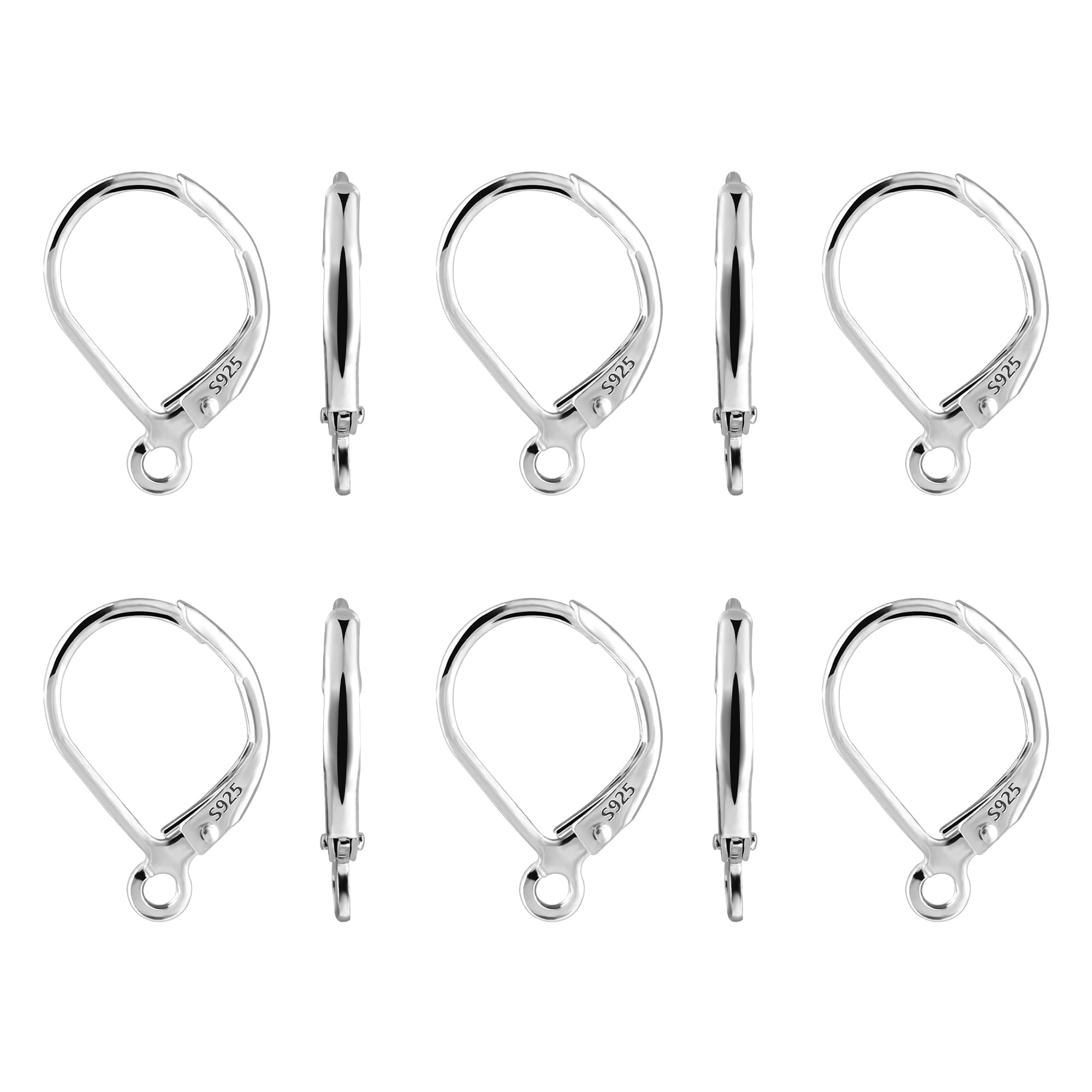 925 Sterling Silver Leverback French Hooks - Hypoallergenic Earring Backs with Jump Rings Set - Dangle Hooks Jewelry Findings for DIY Earrings, Necklaces & Bracelets - Perfect for Jewelry Making, Repair & Crafting Projects