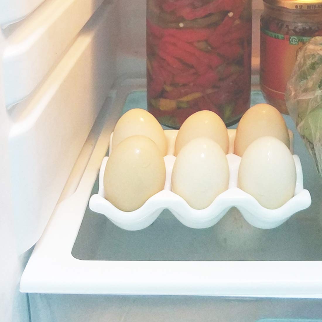 White Ceramic Egg Holder - 6 Cup Porcelain Egg Tray for Kitchen Countertop & Refrigerator Storage | Perfect for Farm Fresh Eggs, Breakfast Meal Prep & Modern Kitchen Decor