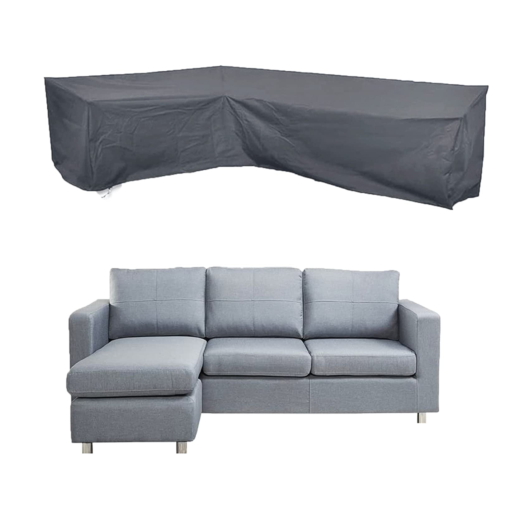 **J&C Heavy Duty 420D Waterproof L-Shaped Patio Sectional Covers - 87x112 Inch Grey Outdoor Sofa Cover for Sectionals, Perfect for Backyard, Deck, and Garden Furniture Protection**