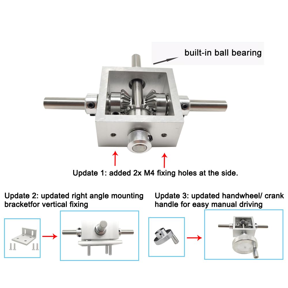 1:1 Right Angle Bevel Gearbox - 1 Module 20 Teeth 90° Angle Drive Steering Gear with 6mm Shaft - Perfect for DIY Robotics, RC Cars, and Mechanical Projects