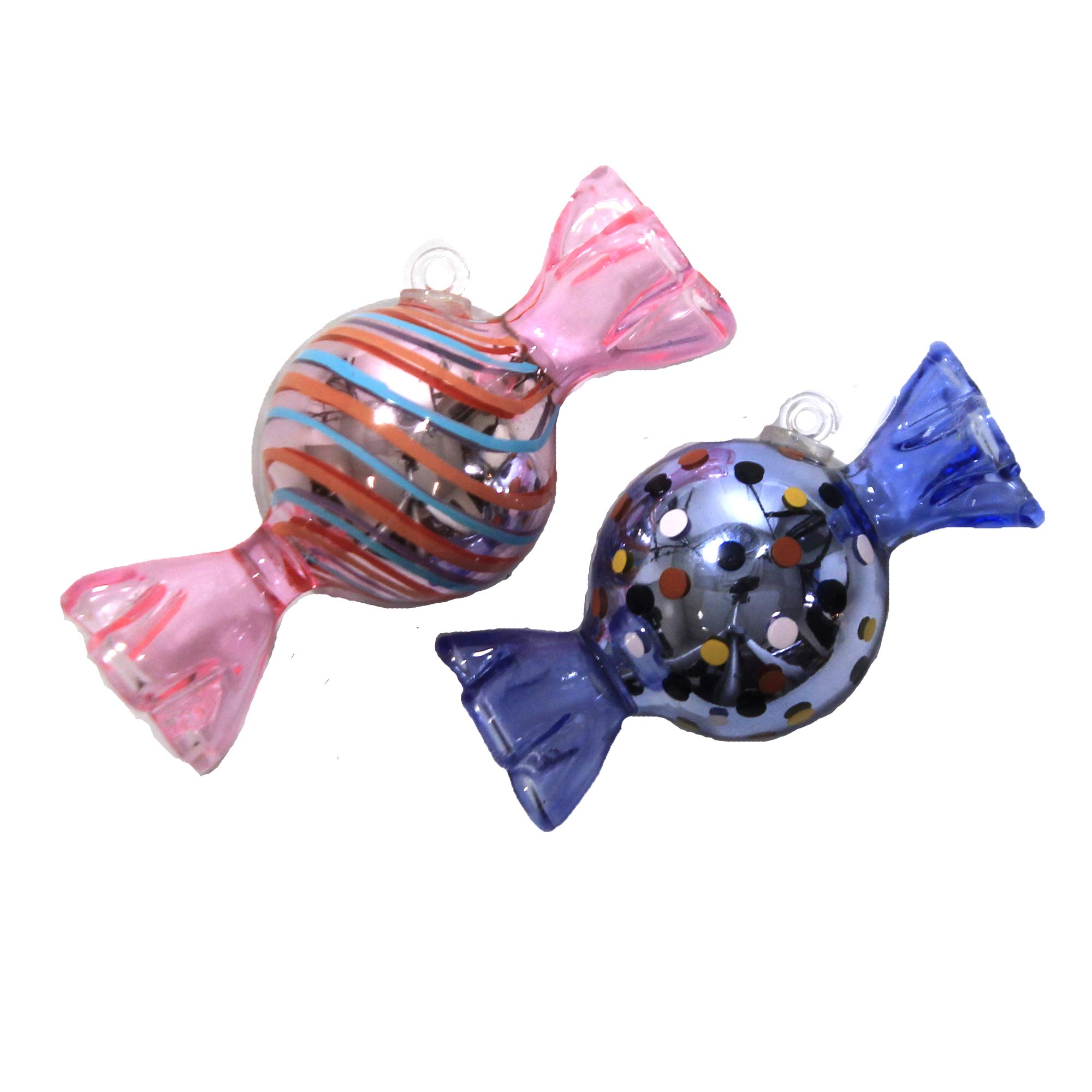 Vintage Glass Holiday Ornament Hard Candies Set of 2 - 2.5