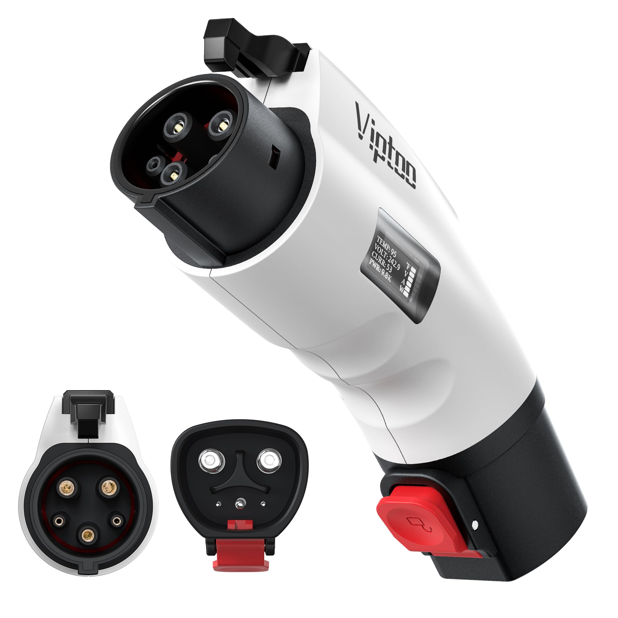 Tesla to J1772 Adapter 60Amp 250V with LCD Screen Display - High Power EV Charger Converter with Press-Lock - Compatible with Tesla Charger & Destination/Mobile Chargers - Perfect for Home & Public Charging Stations