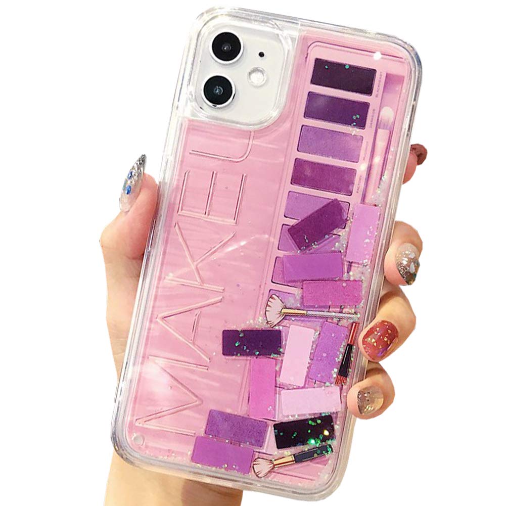 SGVAHY Liquid Quicksand Glitter Case for iPhone 12 Pro Max - Sparkling Sequins Cosmetic Eye Shadow Design, Soft TPU Bumper with Hard Back Shockproof Protection (Pink) | Perfect for Parties, Nightlife & Fashion Accessories