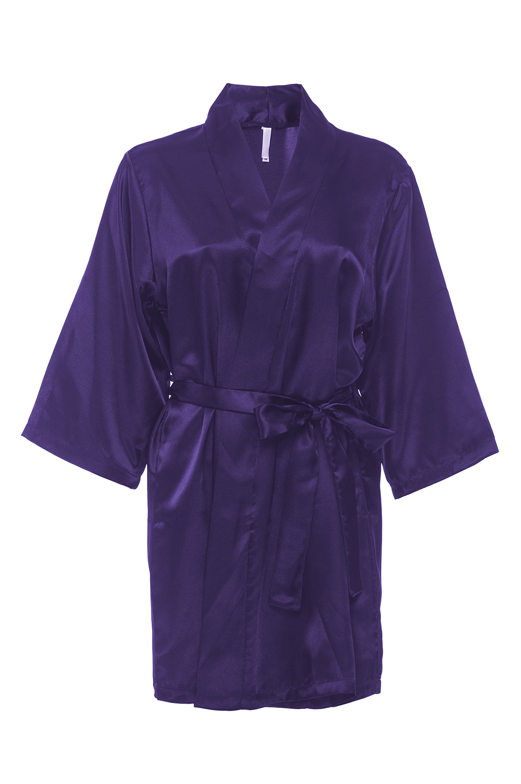 Elegant Purple Satin Robe for Women - Bridal Loungewear, Wedding Morning Dressing, Spa & Boudoir Luxury