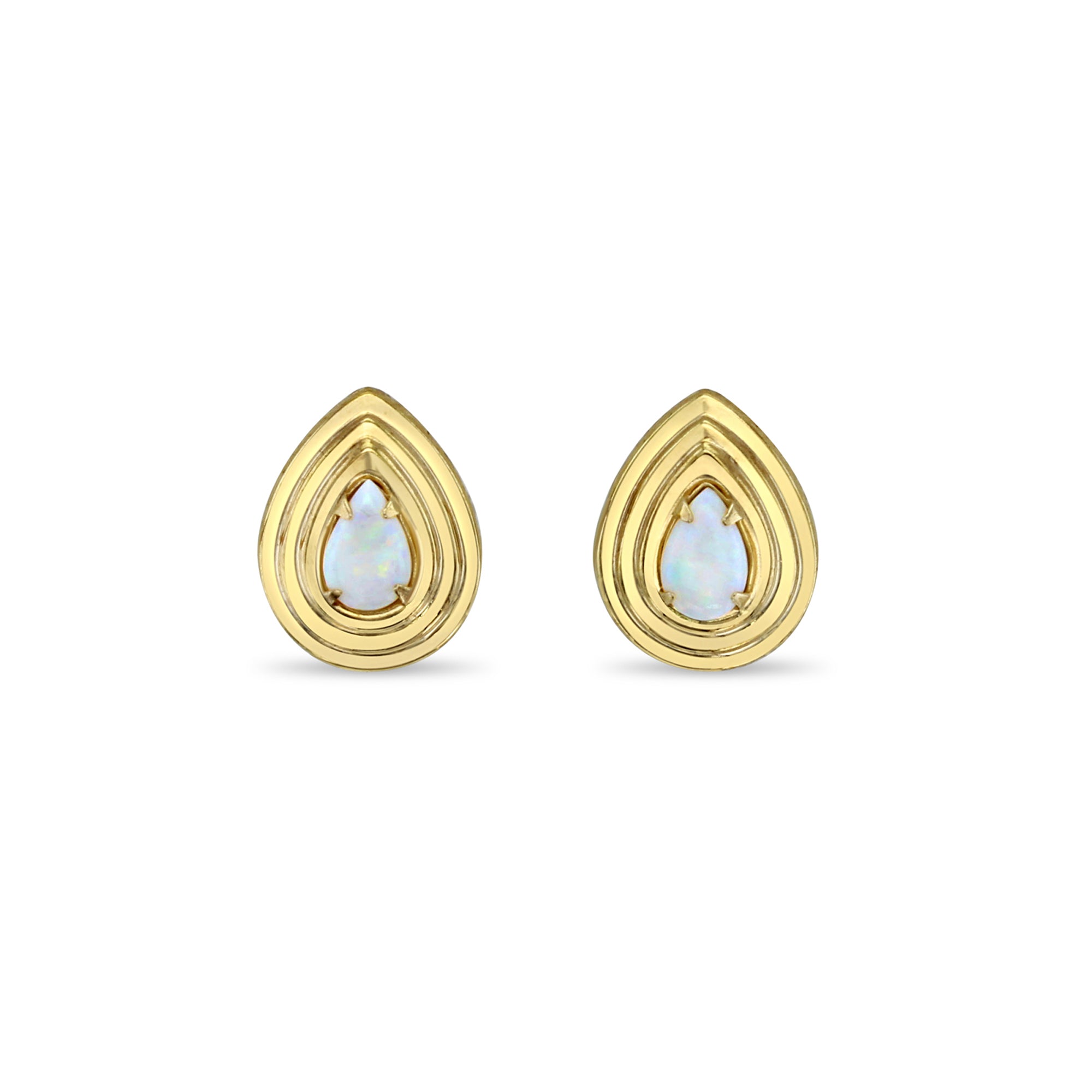 14k Yellow Gold Pear Shaped Opal Earrings for Women - Elegant Dangle Drop Jewelry for Wedding, Party & Special Occasions