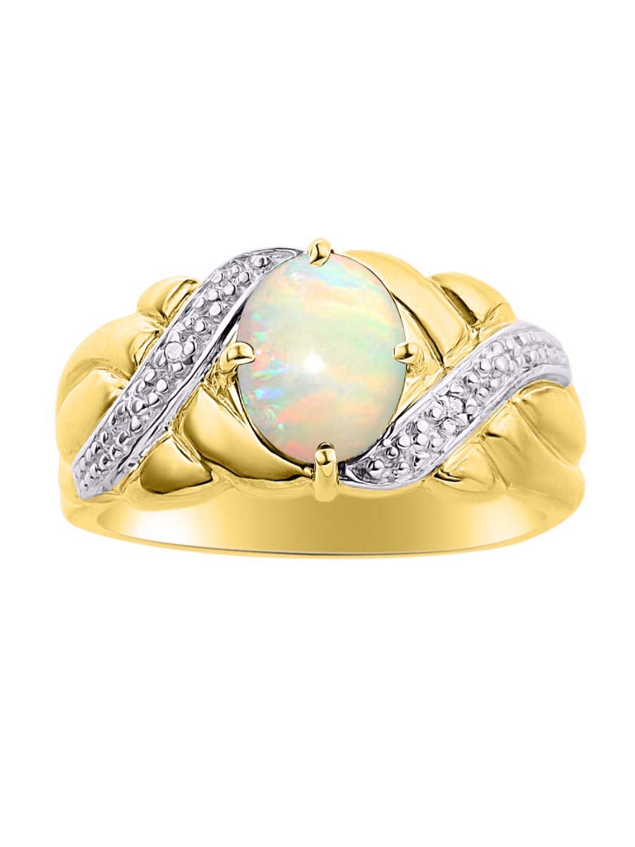 RYLOS 14K Gold Plated Sterling Silver Rings for Women - 9x7mm Oval Gemstone & Diamond Jewelry in Sizes 5-13 | Elegant Gift for Anniversary, Birthday, Wedding & Everyday Wear