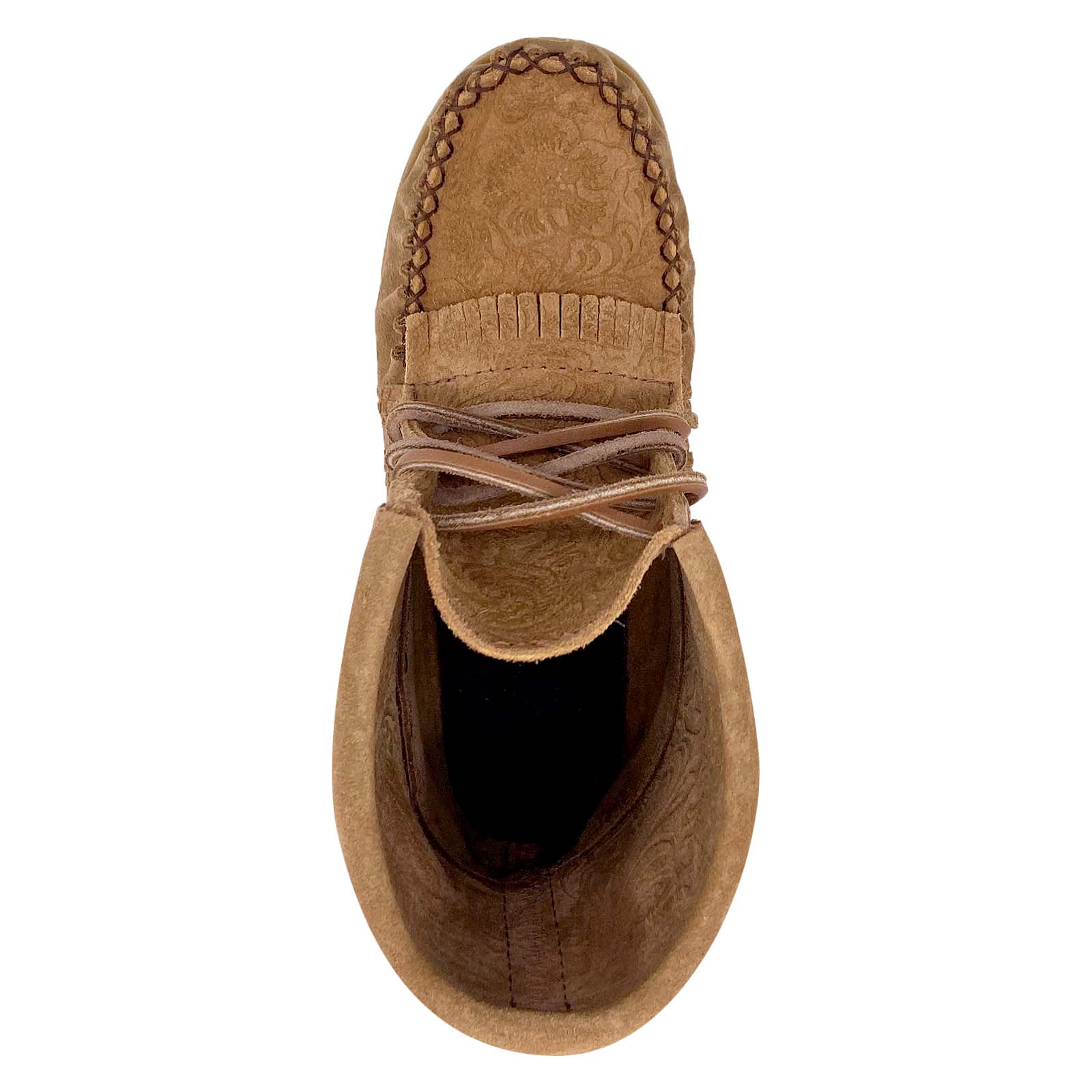 Women's Floral Embossed Suede Moccasin Boots - Comfortable Slip-On Winter Shoes for Casual Outfits & Outdoor Walking