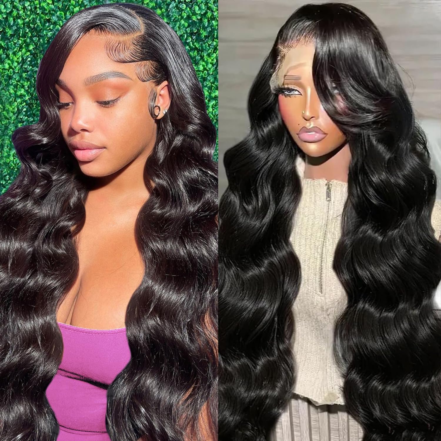 Larhali 220% Density 13x6 Lace Front Wig - Human Hair Body Wave HD Transparent Lace Wig - 18 Inch Glueless Pre-Plucked Wig with Baby Hair for Black Women - Perfect for Daily Wear, Special Occasions & Protective Styling