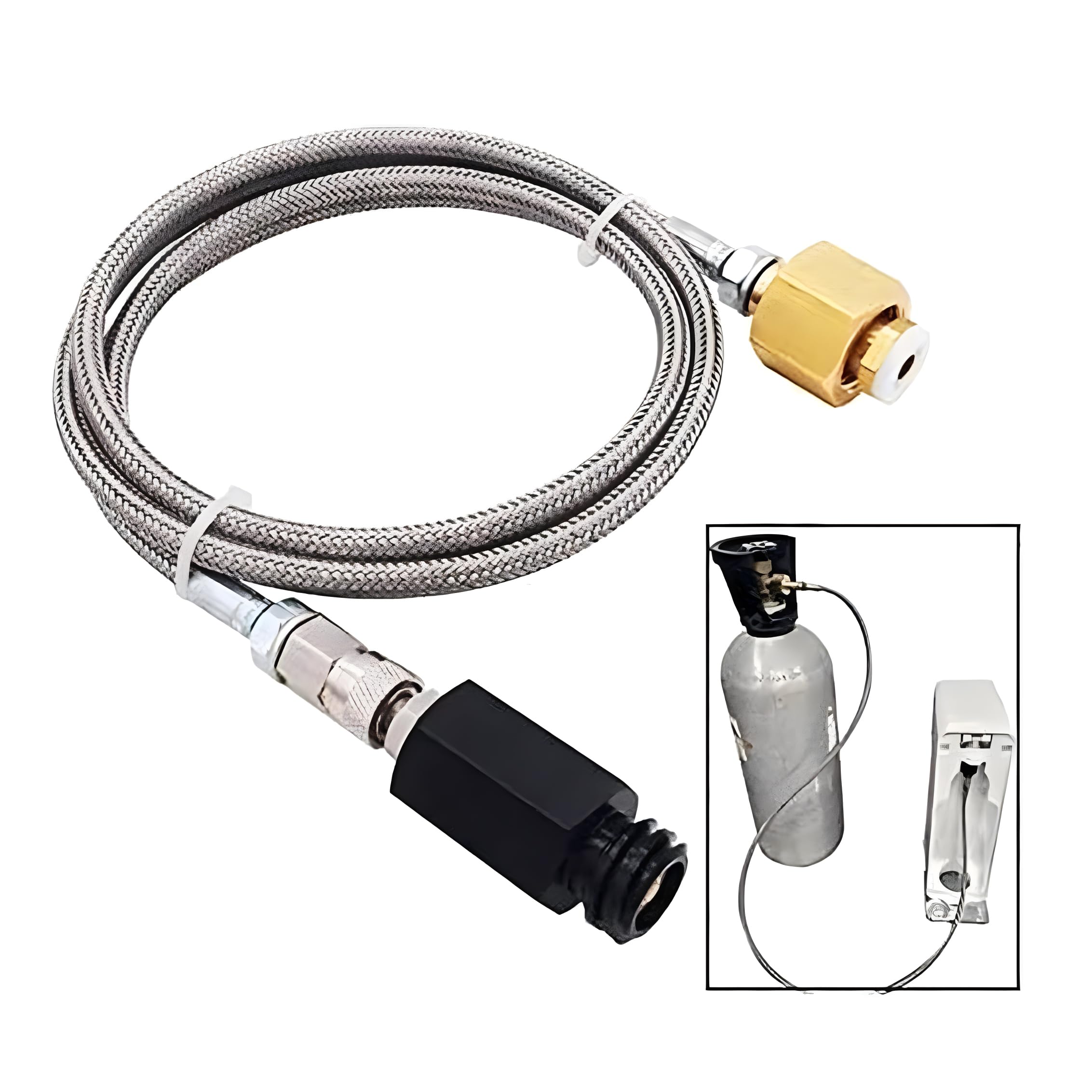 Premium Stainless Steel CO2 Adapter Hose - 60in High Pressure CGA320 to TR21-4 Carbonation Kit for Soda Makers | Compatible with OneTouch, Jet & Aqua Fizz | Perfect for Home Carbonation, Soda Making & Beverage Dispensing
