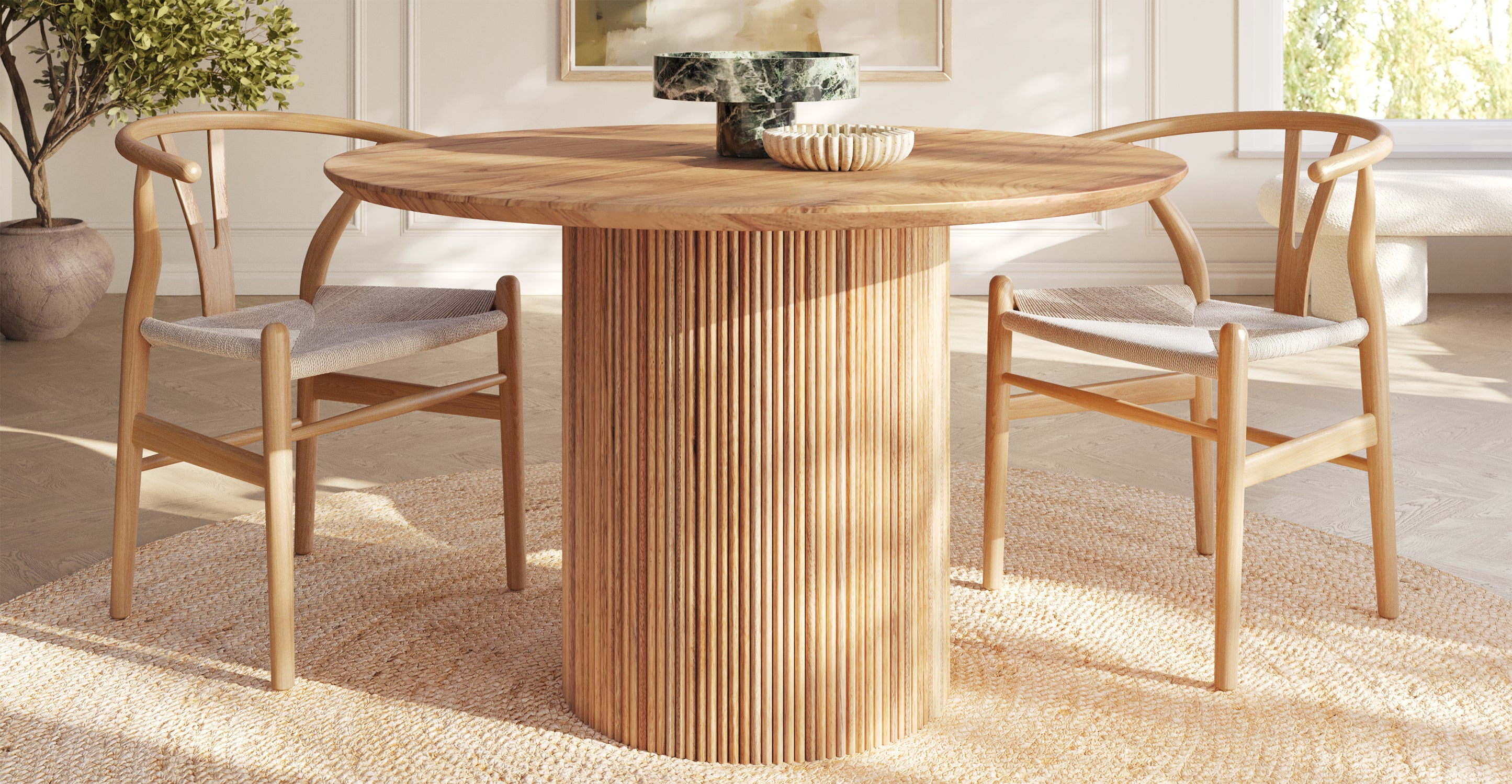 Deja 46-inch Round Dining Table - Modern & Stylish for Small Spaces - Perfect for Breakfast Nook, Kitchen, or Apartment Dining Area
