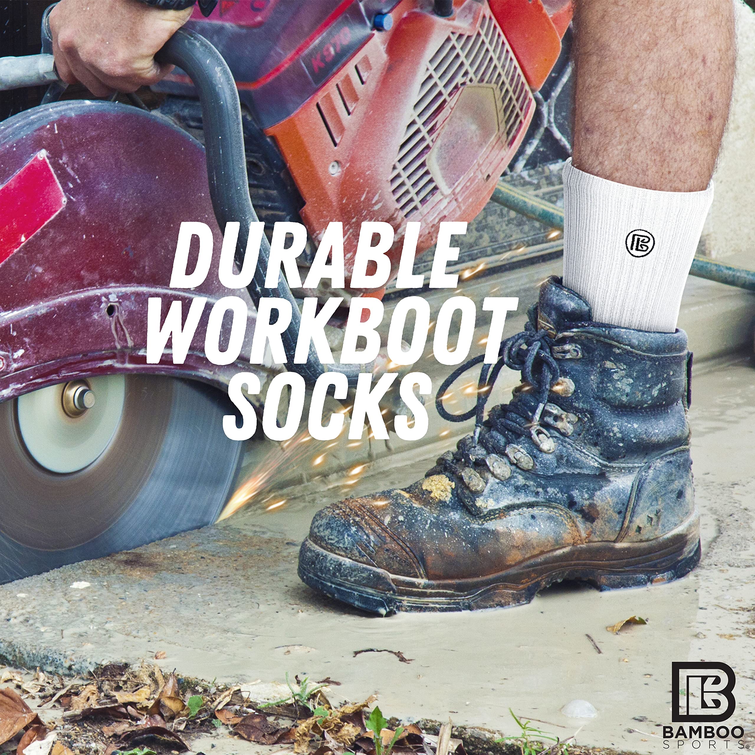 Premium Bamboo Crew Work Socks - Moisture Wicking, Odor Eliminating, Breathable & Comfortable - Ideal for Sports, Hiking & Outdoor Activities