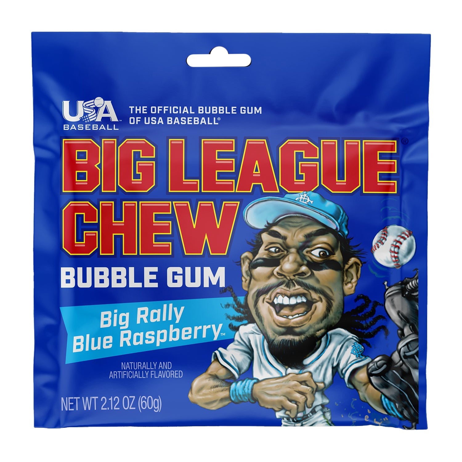 Big League Chew Blue Raspberry Bubble Gum - 2.12oz (12 Pack) | Bulk Candy for Baseball Games, Parties & Snacking